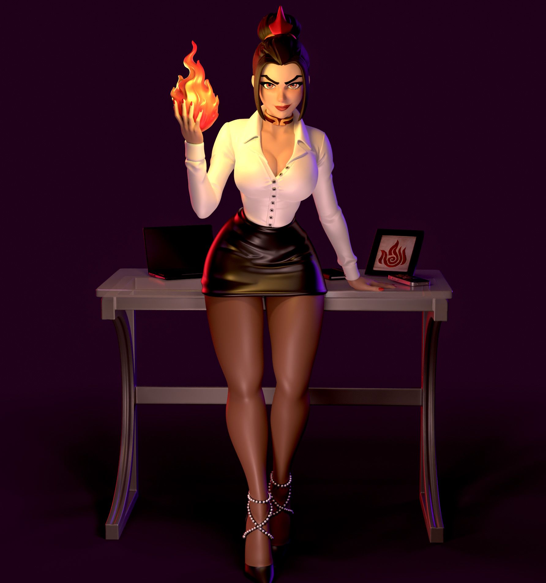 Azula Office Statue | Avatar The last Airbender Fan Art by Azaak3d SFW 3d printed statue,3d printed,sfw statue,Azula statue,Avatar The last Airbender Statue