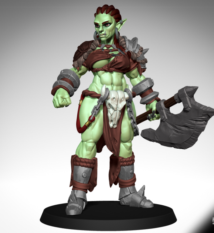 Orc Barbarian Female Miniature | DnD Fan Art by Gaz Minis SFW,NSFW 3d printed,miniature,dnd miniature,nsfw miniature,Orc Barbarian Female,3d printed miniature