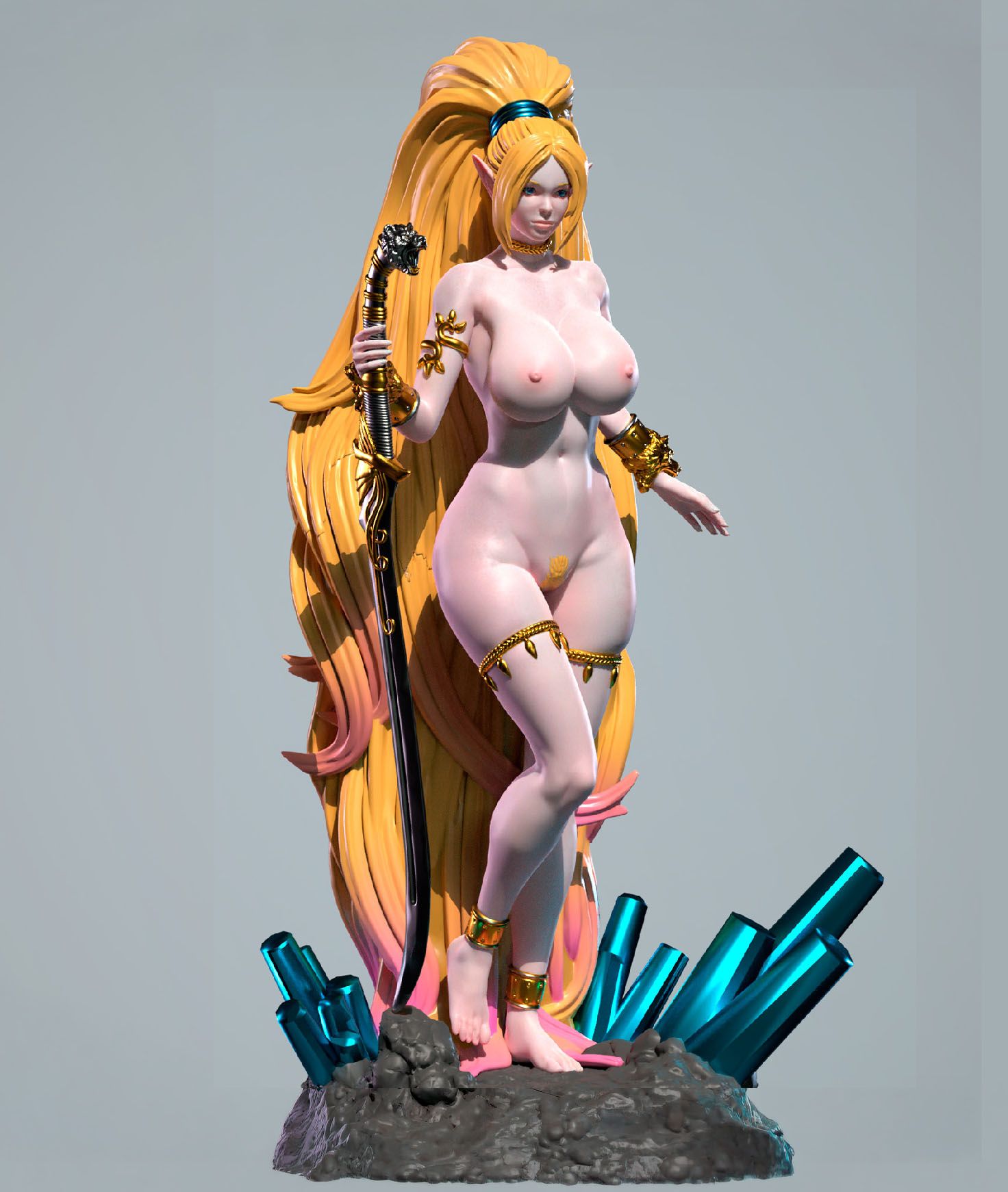 Blue Sammy Statue | Original Fanart von Freyas Fantasys SFW,NSFW 3d printed statue,3d printed,3d printed figure,Blue Sammy Statue,Original Statue,nsfw statue