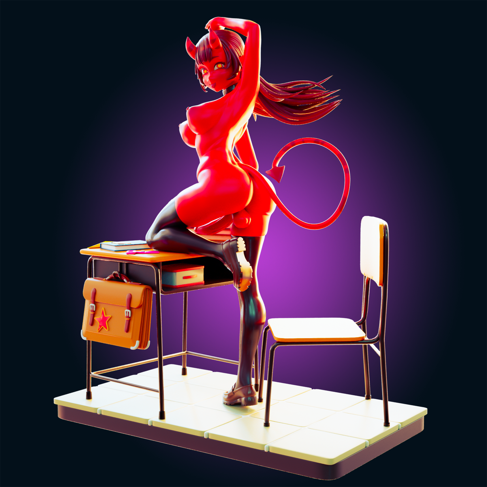 Meru Succubus Statue | Monster Girl Fan Art by Officer Rhu SFW,NSFW,Futa 3d printed,Meru Succubus statue,futa statue,Monster Girl statue,furry statue,nsfw statue