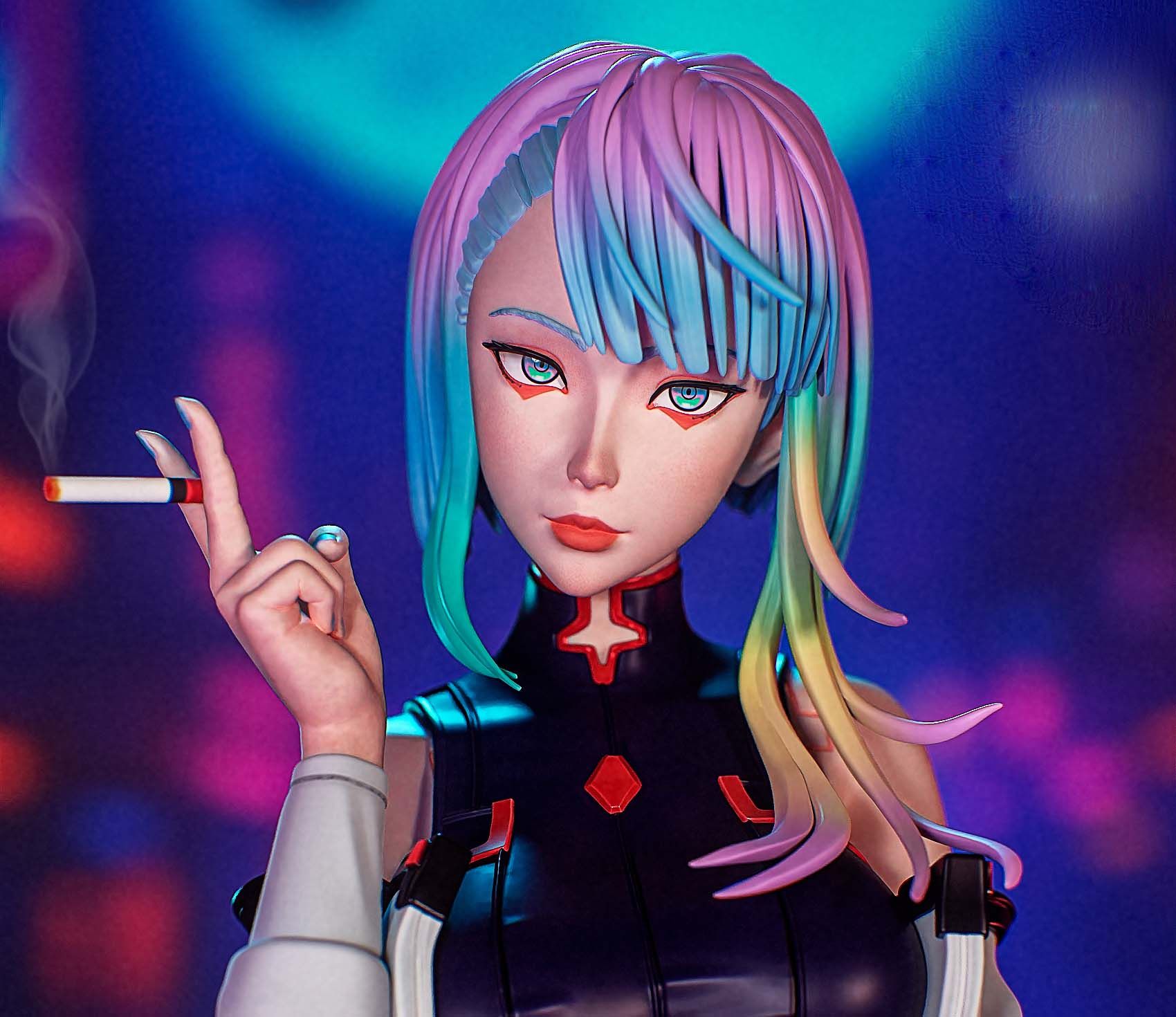 Lucy Statue | Cyberpunk2077 Fan Art by PEACHFIGURE SFW,NSFW 3d printed,3d printed statue,Cyberpunk statue,Lucy statue,nsfw statue