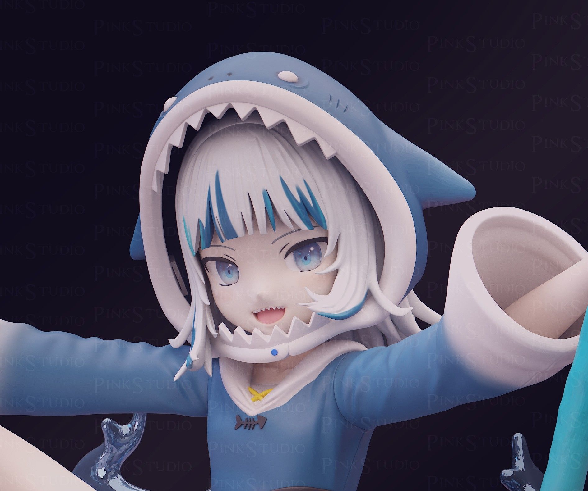 Gawr Gura Statue | Hololive Fan Art by Pink Studio SFW,NSFW 3d printed statue,nsfw statue,Gawr Gura Statue,Hololive Statue,sfw statue