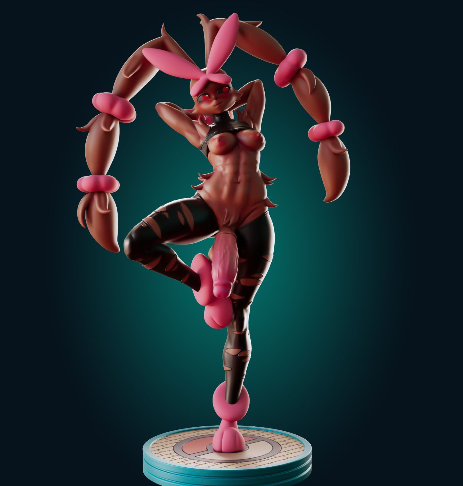 Mega Lopunny Statue | Pokemon Fan Art by Officer Rhu SFW,NSFW,Futa 3d printed statue,3d printed,3d printed figure,Lopunny Statue,Pokemon Statue,futa statue,futa figurines,futanari figurines,futanari statue,furry statue