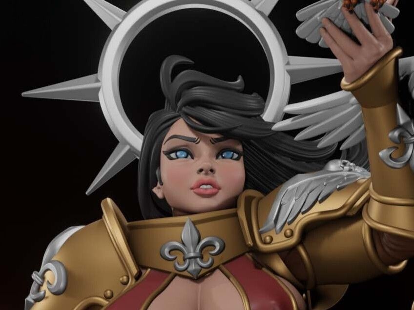 Battle Thicc Saint Celeste Statue | 40k Fan Art by Digital Dark SFW,NSFW,Futa 3d printed statue,3d printed,nsfw statue,futa statue,3d printed figure,Battle Thicc Saint Celeste Statue,warhammer 40k statue