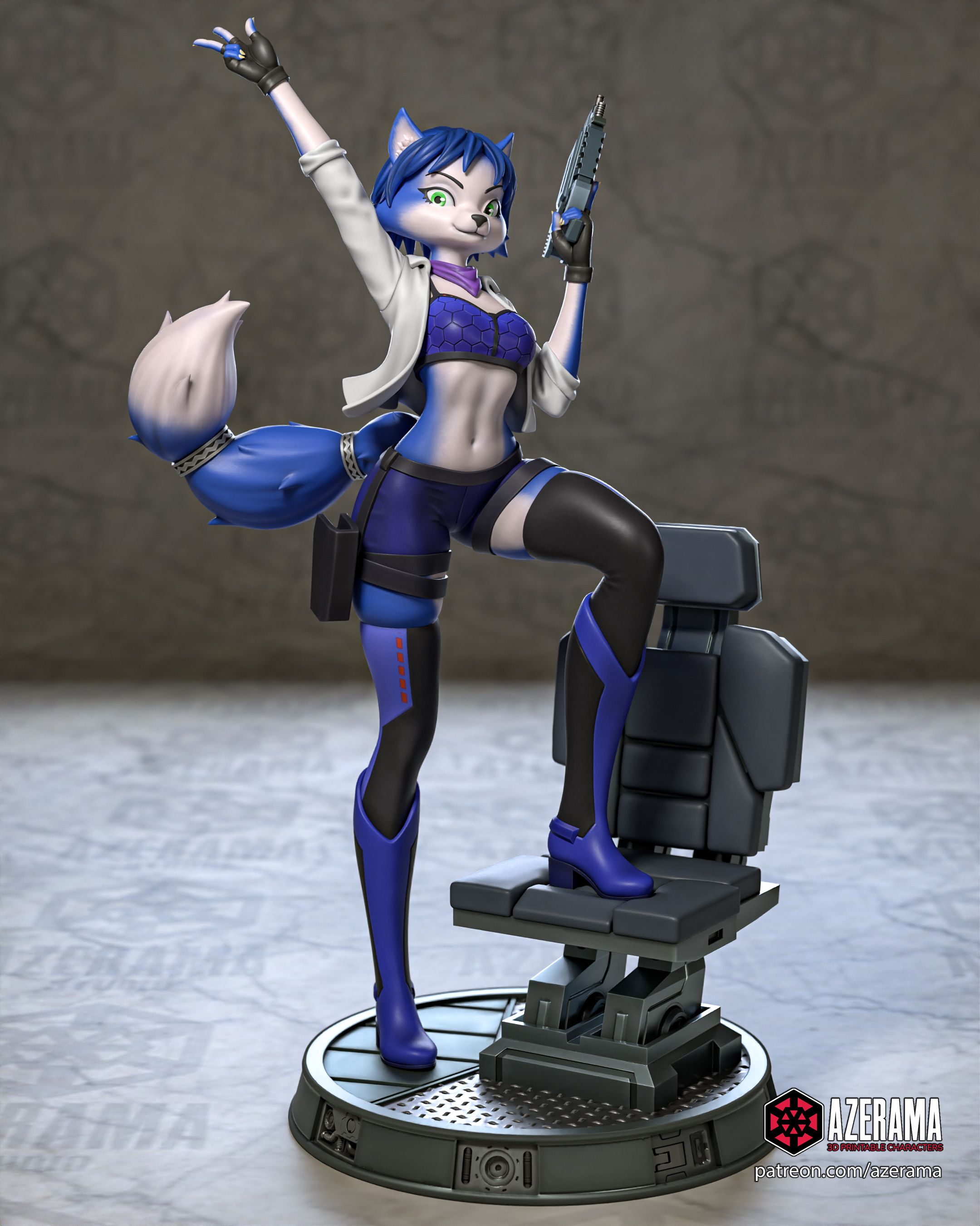 Krystal Fox Statue |  Star Fox Fan Art by Azerama SFW,NSFW 3d printed,3d printed statue,nsfw statue,Star Fox,Krystal Fox Statue