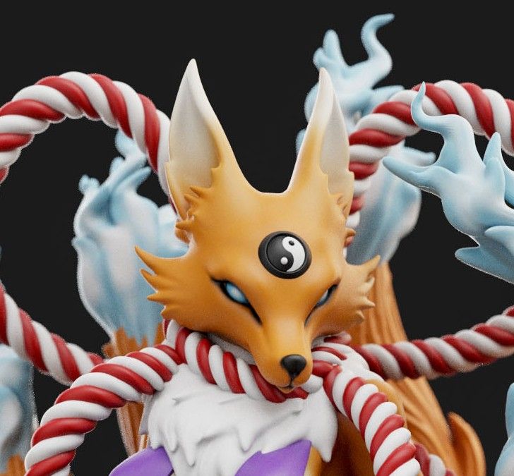 Kyubimon Furry Statue | Digimon Fan Art by Anyonensfw SFW,NSFW,Futa 3d printed statue,3d printed,nsfw statue,3d printed figure,Kyubimon Statue,furry statue,futa statue