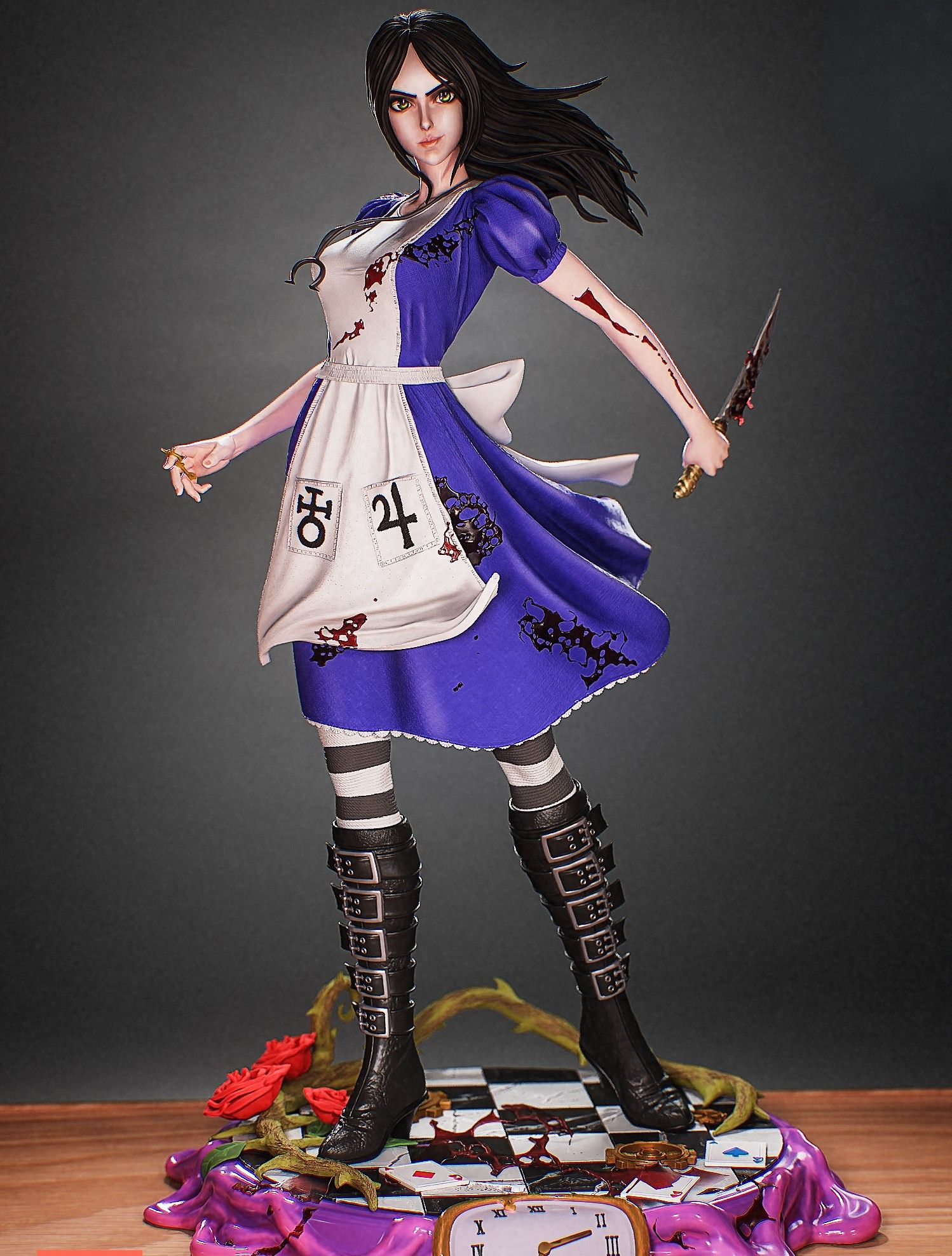 Alice Statue | Alice: Madness Returns Fan Art by PEACHFIGURE SFW,NSFW 3d printed,3d printed statue,Alice Madness Returns statue,Alice Statue,nsfw statue