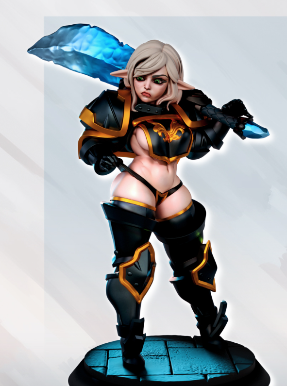 Elf in High Level Gear Miniature | DnD Fan Art by Gaz Minis SFW,NSFW 3d printed,miniature,dnd miniature,Elf in High Level Gear,3d printed miniature,nsfw miniature
