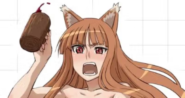 Holo Drink NSFW Sticker | Spice and Wolf Vinyl Sticker NSFW spice and wolf ,Holo sticker,nsfw sticker,stickers,furry sticker