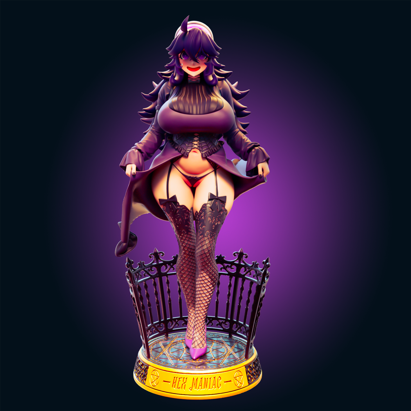 Hex Maniac Ultra Thicc Statue | Pokémon Fan Art by Officer Rhu SFW,NSFW,Futa 3d printed,Hex Maniac statue,futa statue,pokemon statue,furry statue,nsfw statue