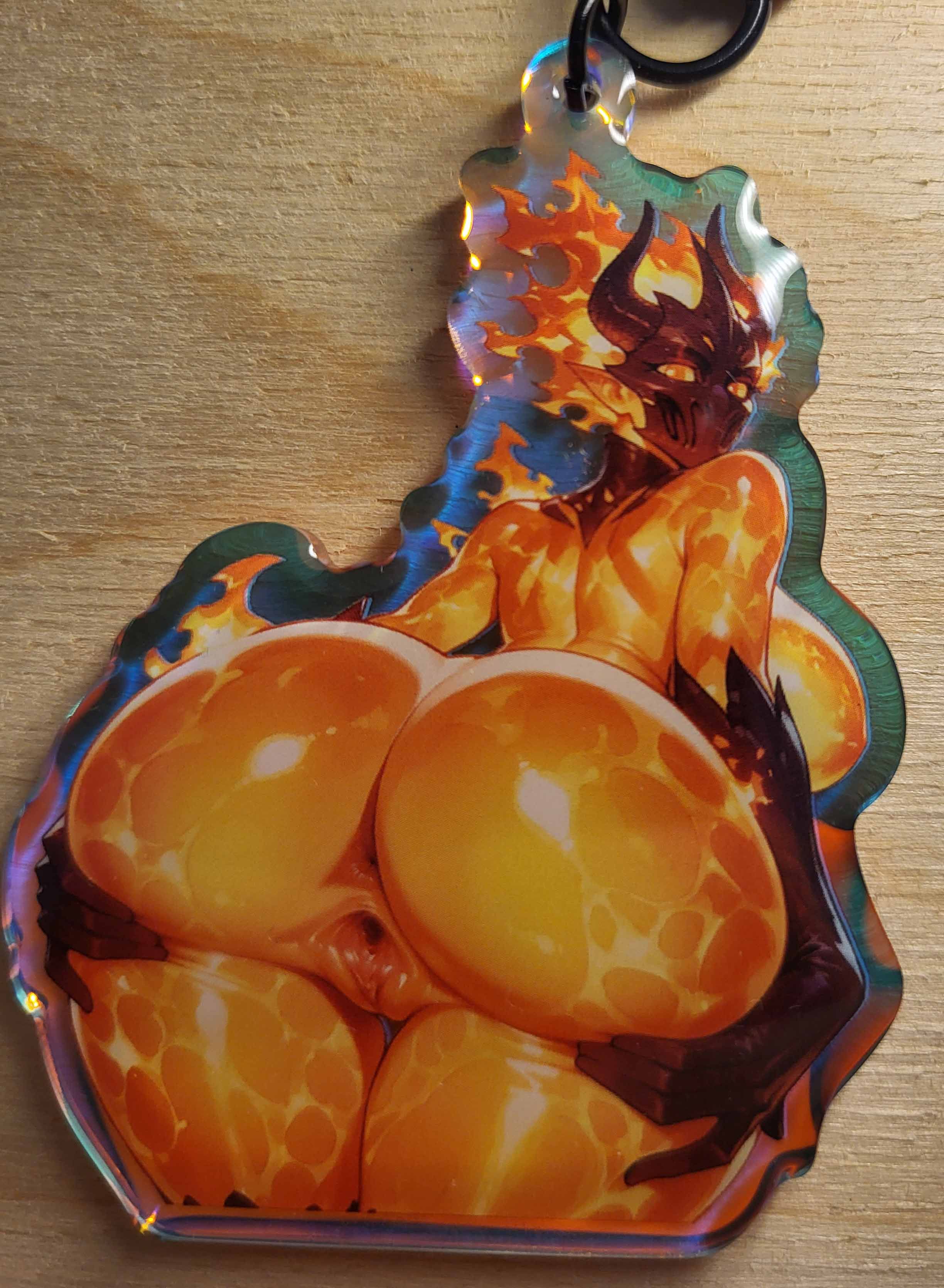 Flame Atronach NSFW Keychain | The Elder Scrolls Acrylic Keychain NSFW Flame Atronach keychain,furry keychain,The Elder Scrolls keychain,nsfw keychain