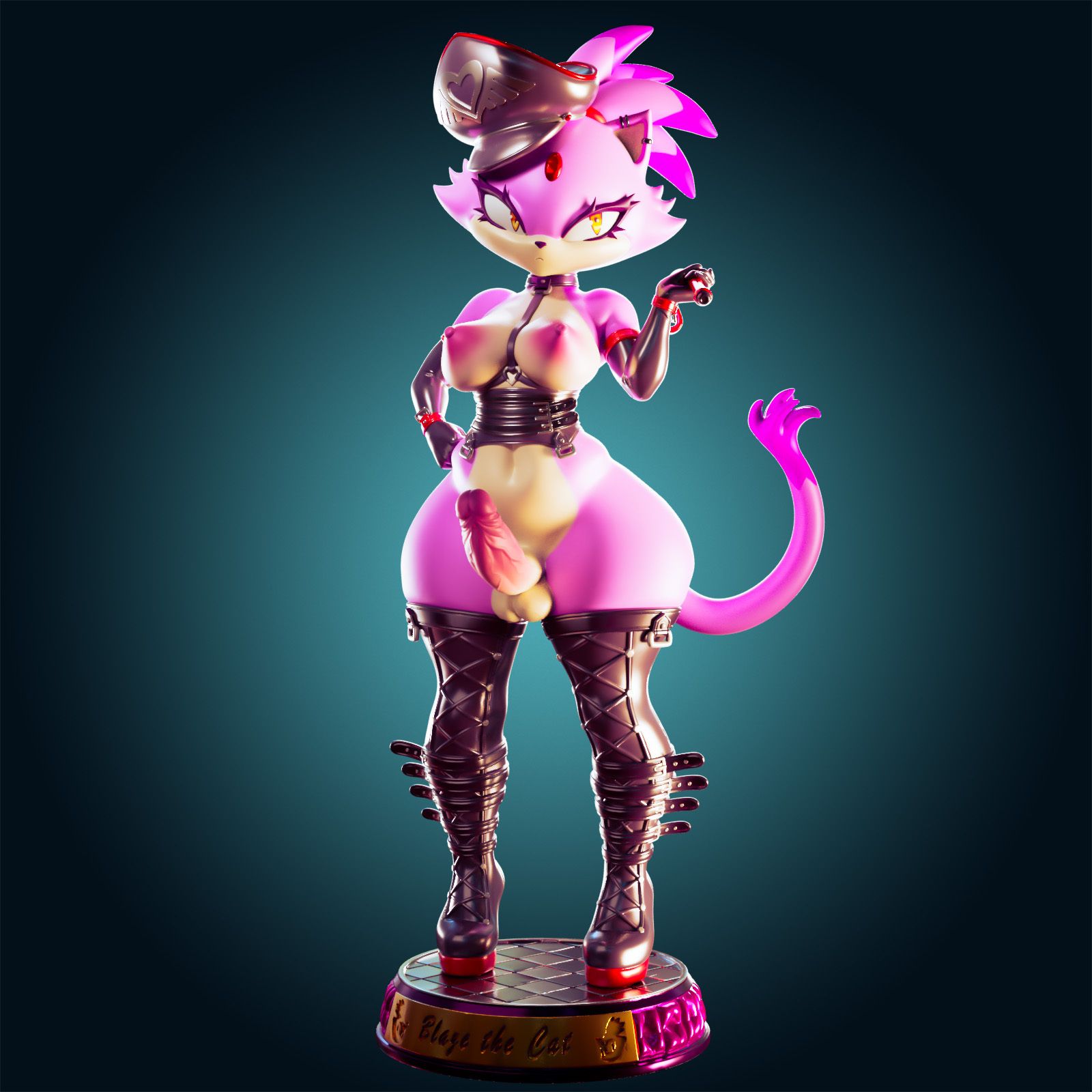 Blaze the Cat Statue | Sonic Fan Art by Officer Rhu SFW,NSFW,Futa 3d printed,Blaze the Cat statue,futa statue,Sonic statue,furry statue,nsfw statue