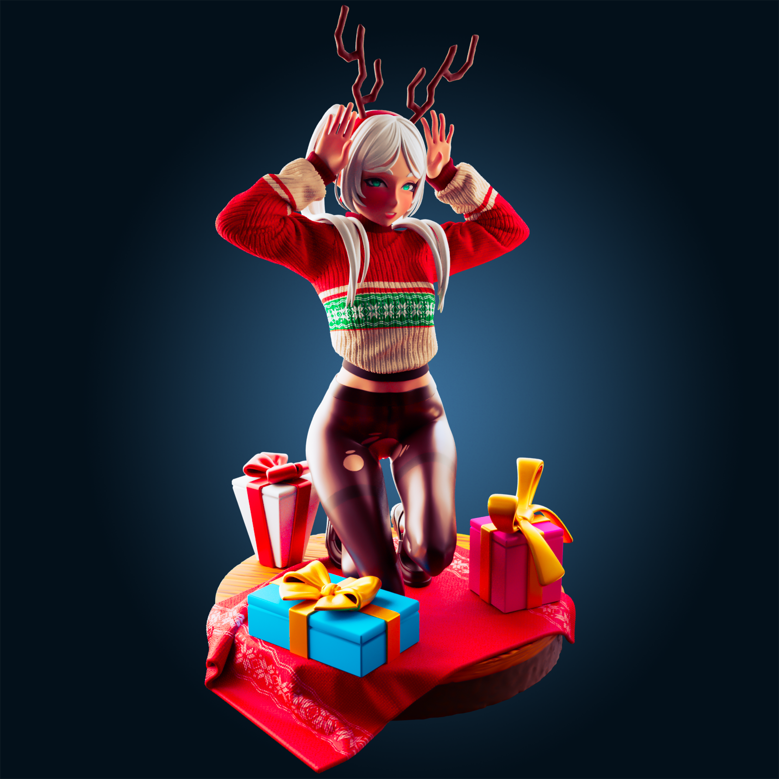 Frieren Christmas Statue | Frieren: Beyond Journey's End Fan Art by Officer Rhu SFW,NSFW,Futa 3d printed,Frieren Christmas statue,futa statue,Frieren: Beyond Journey's End statue,furry statue,nsfw statue