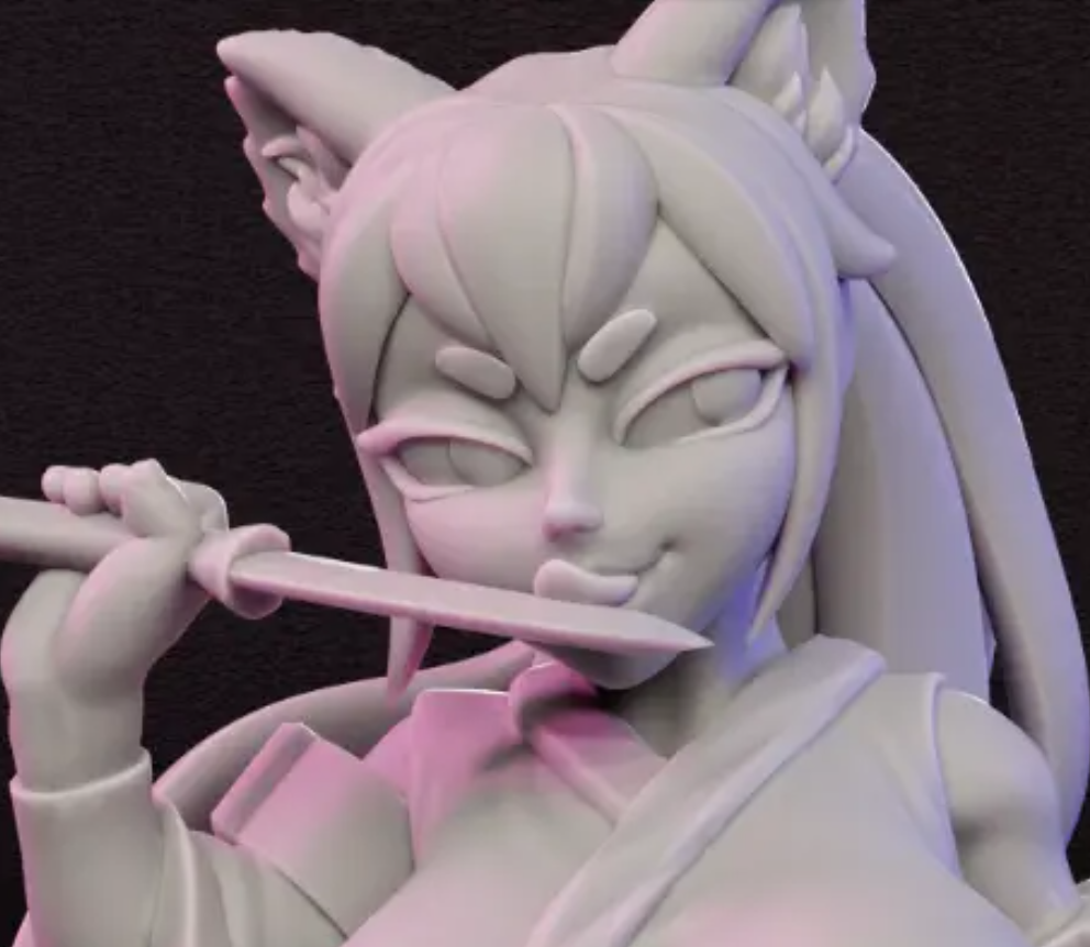 Femme Fatale Tanuki Ninja Miniature | DnD Fan Art by Jigglystix SFW,NSFW 3d printed,miniature,dnd miniature,Femme Fatale Tanuki Ninja,3d printed miniature,nsfw miniature