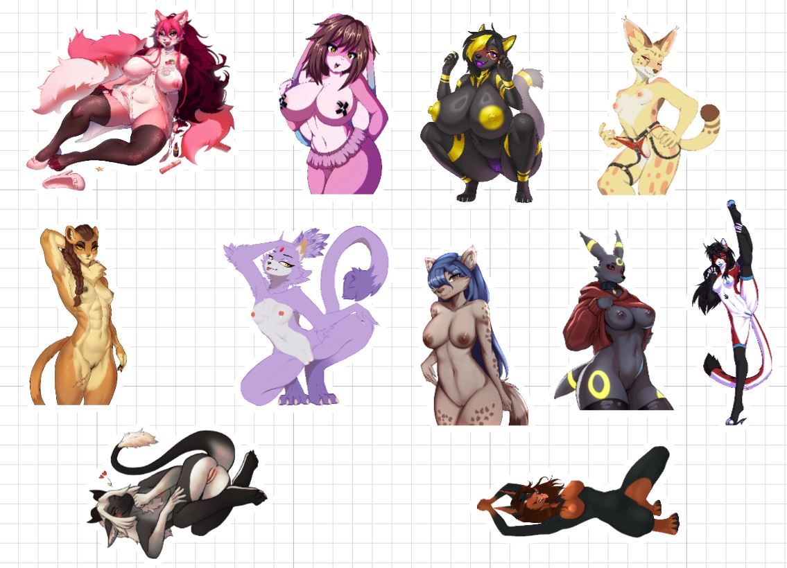 Furry Nsfw Girl 3 Mix Pack Sticker | Original Vinyl Sticker NSFW furry sticker,hyena sticker,stickers,NSFW stickers,furry nsfw sticker