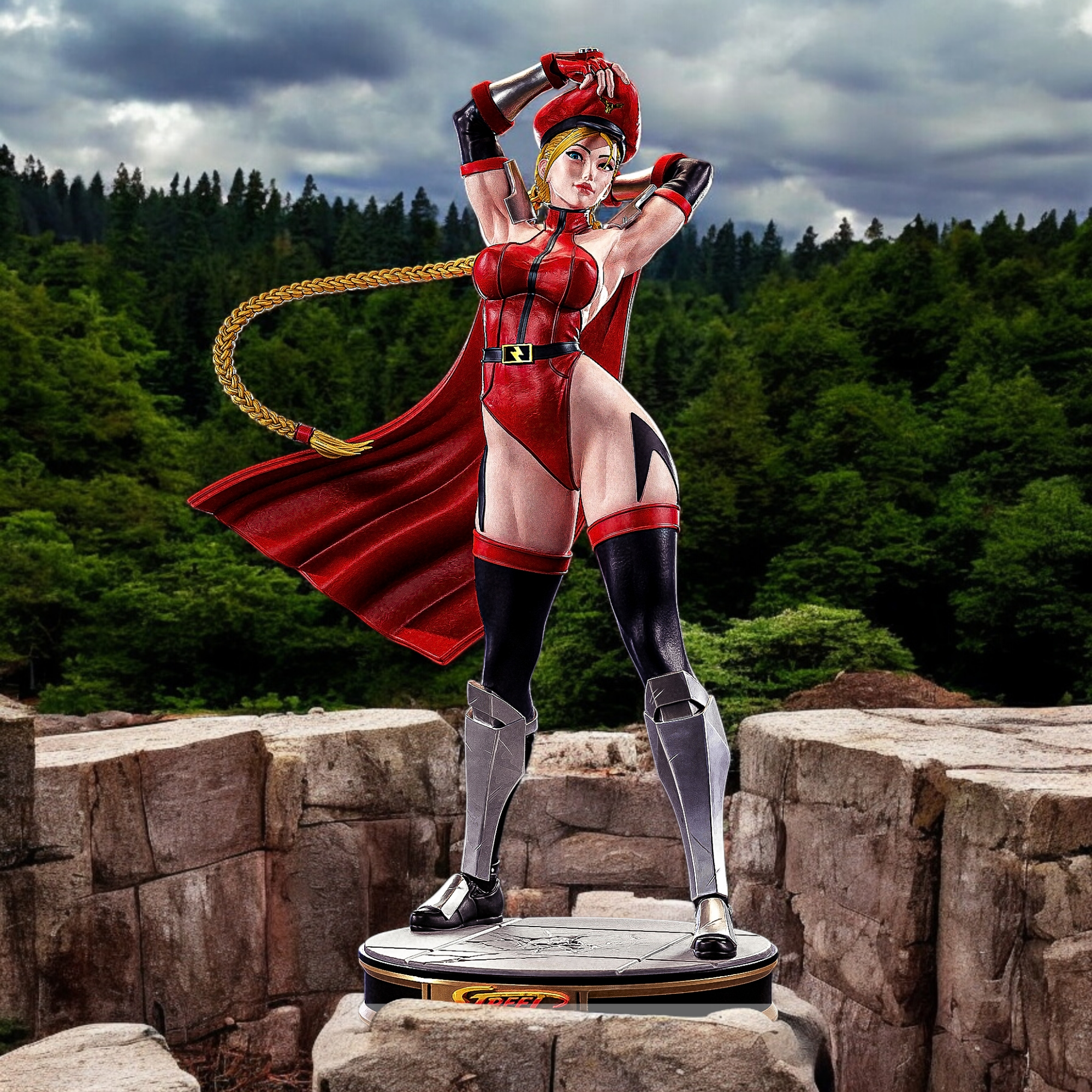 Cammy Red Bizon Statue | Street Fighter Fan Art by PEACHFIGURE SFW,NSFW 3d printed statue,3d printed,nsfw statue,3d printed figure,Cammy Red Bizon Statue ,Street Fighter