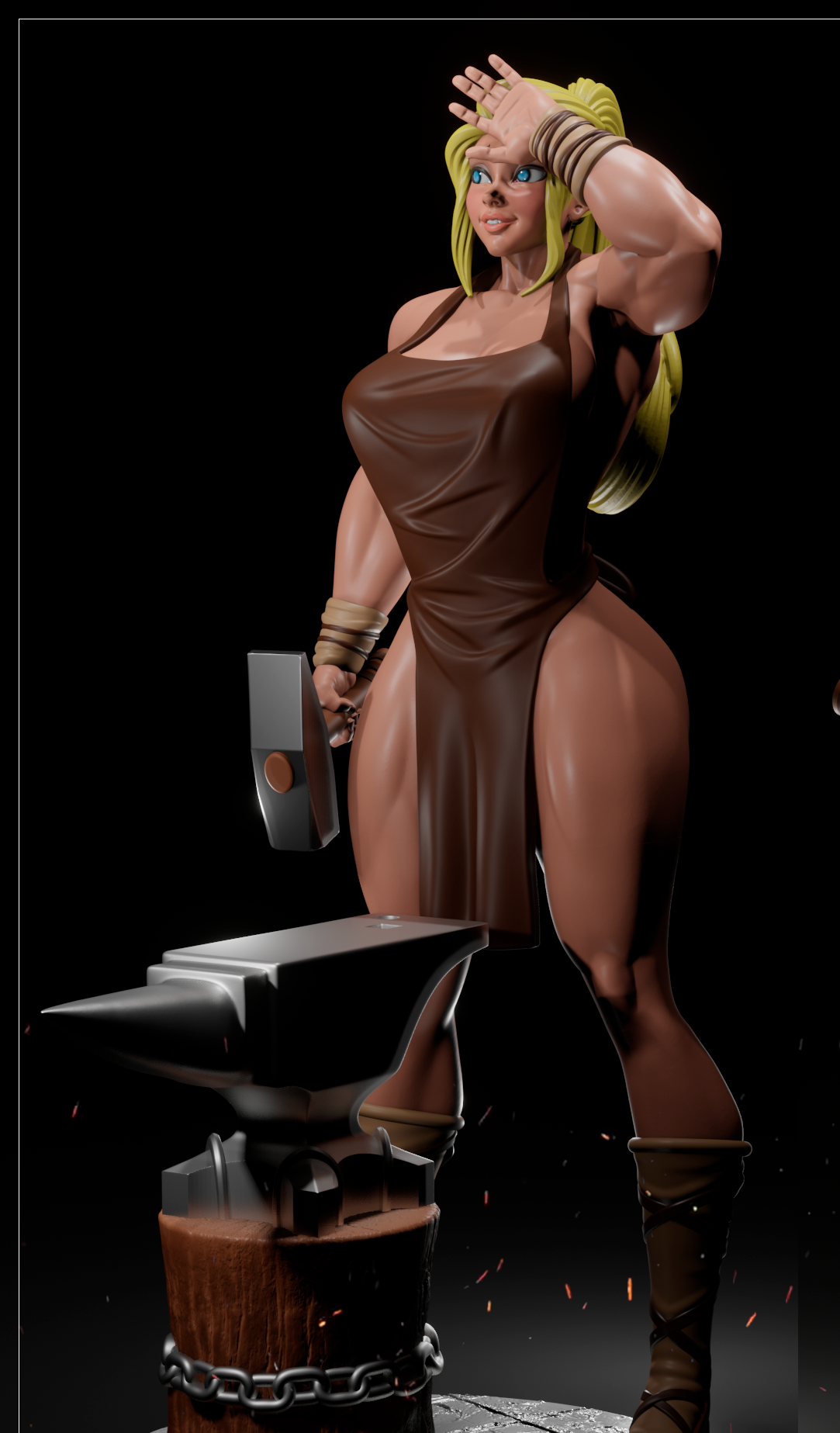 Blacksmith Statue | Original Fan Art by Digital Dark SFW,NSFW,Futa 3d printed statue,3d printed,nsfw statue,3d printed figure,futa statue