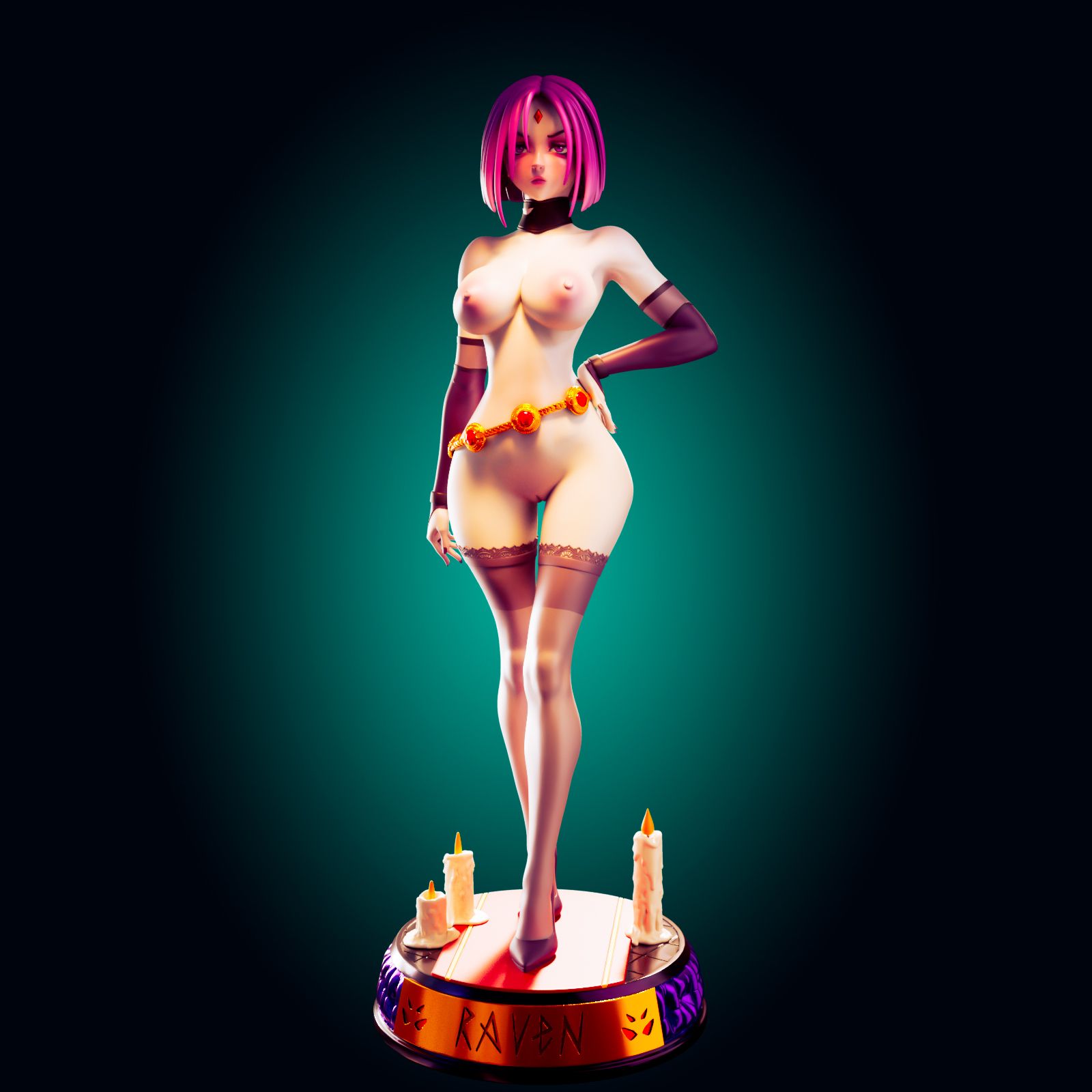 Raven Statue | DC Fan Art by Officer Rhu SFW,NSFW,Futa 3d printed statue,3d printed,futa statue,nsfw statue,Raven Statue,DC Statue