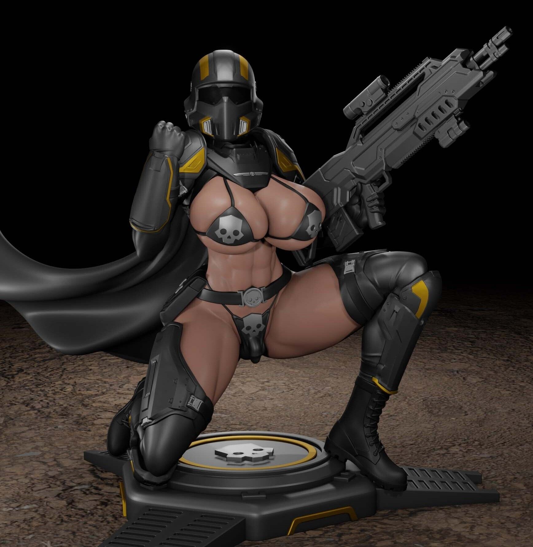 Statua Helldiver Girl | Helldiver 2 Fan Art di Digital Dark SFW,NSFW,Futa 3d printed statue,3d printed,nsfw statue,futa statue,3d printed figure,Helldiver Girl Statue