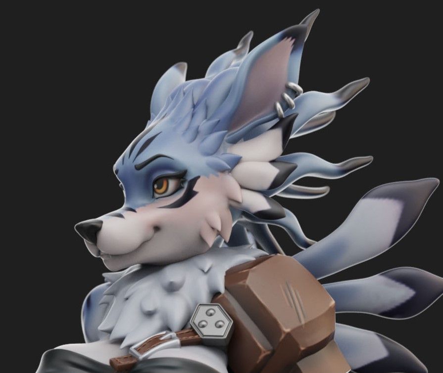 WereGarurumon Statue | Digion Fan Art by Anyonensfw SFW,NSFW,Futa 3d printed,3d printed statue,nsfw statue,futa statue,WereGarurumon Statue,Digion Statue