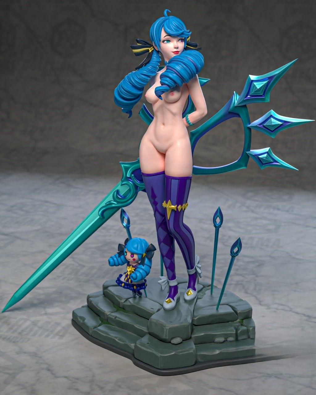 Gwen Statue | League of Legends Fan Art by Azerama SFW,NSFW 3d printed,3d printed statue,nsfw statue,Gwen statue,league of legends statue