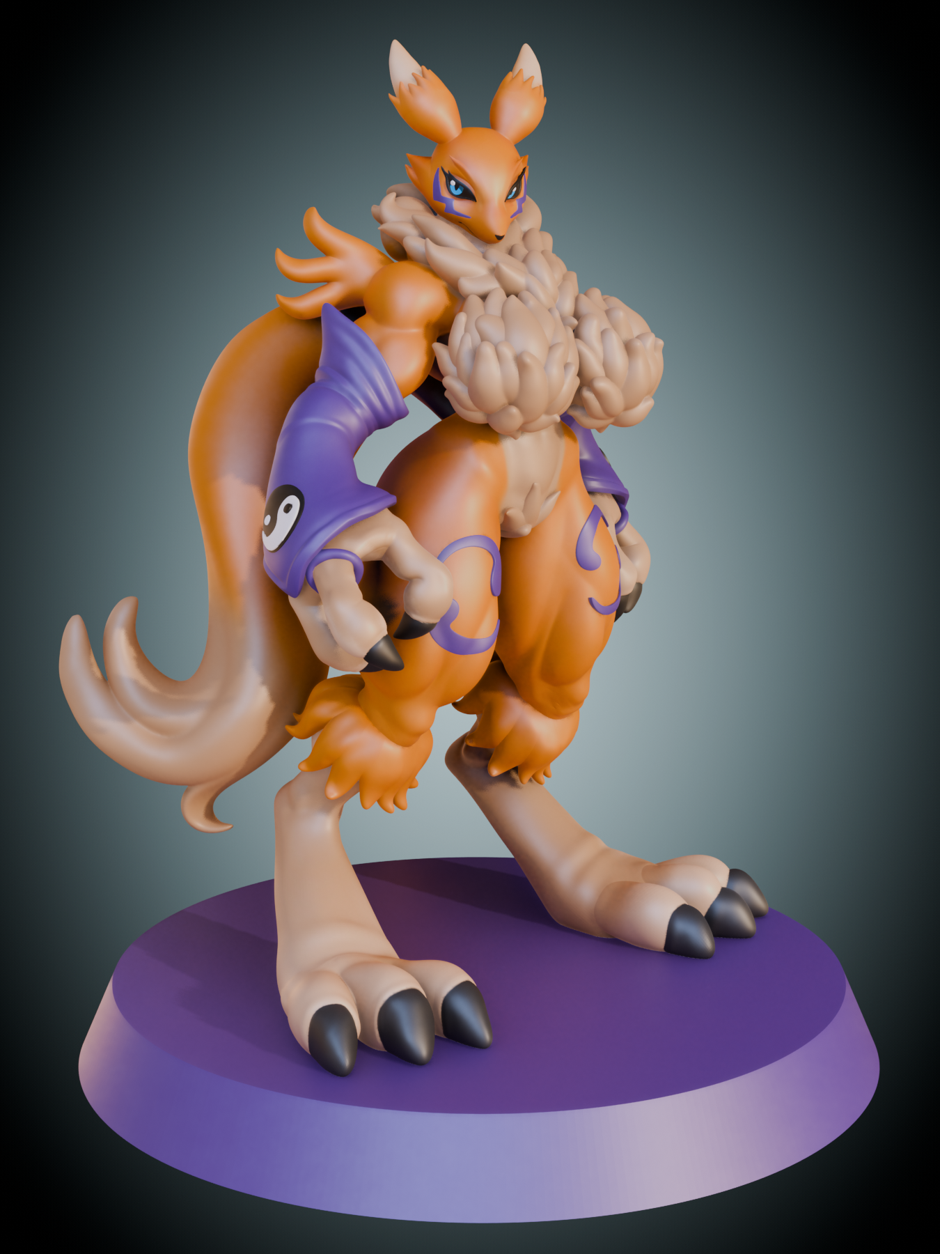 Renamon Statue | Digimon Fan Art by Heraldo Sculpt SFW,NSFW 3d printed statue,3d printed,Renamon Statue,Digimon Statue,furry statue,nsfw statue