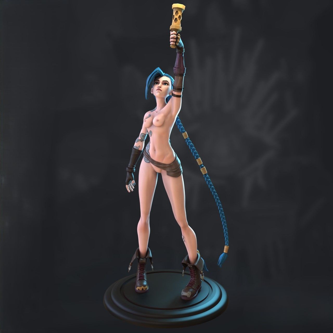 Jinx Statue | Arcane Fan Art by Azerama SFW,NSFW 3d printed,3d printed statue,nsfw statue,Jinx statue,league of legends Statue,Arcane