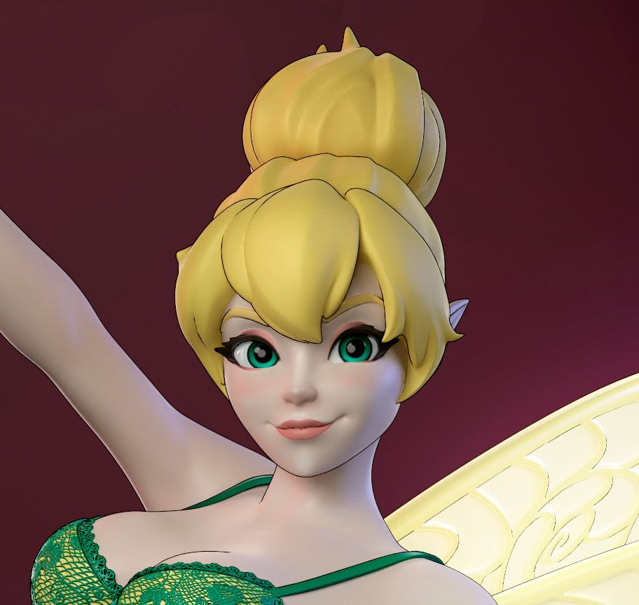 Tinker Bell Poledance Statue | Peter Pan Fan Art by Azaak3d SFW 3d printed statue,3d printed,sfw statue,Tinker Bell statue,Peter Pan Statue