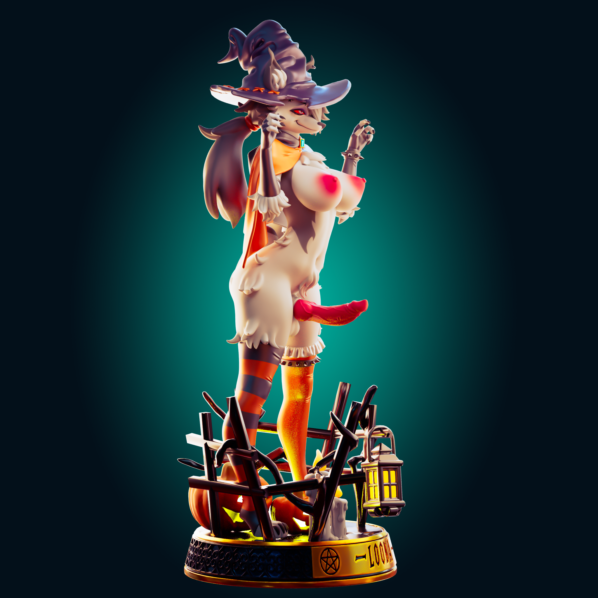 Loona Halloween Statue | Helluva Boss Fan Art by Officer Rhu SFW,NSFW,Futa 3d printed statue,3d printed,futa statue,nsfw statue,Loona Halloween Statue,Helluva Boss Statue
