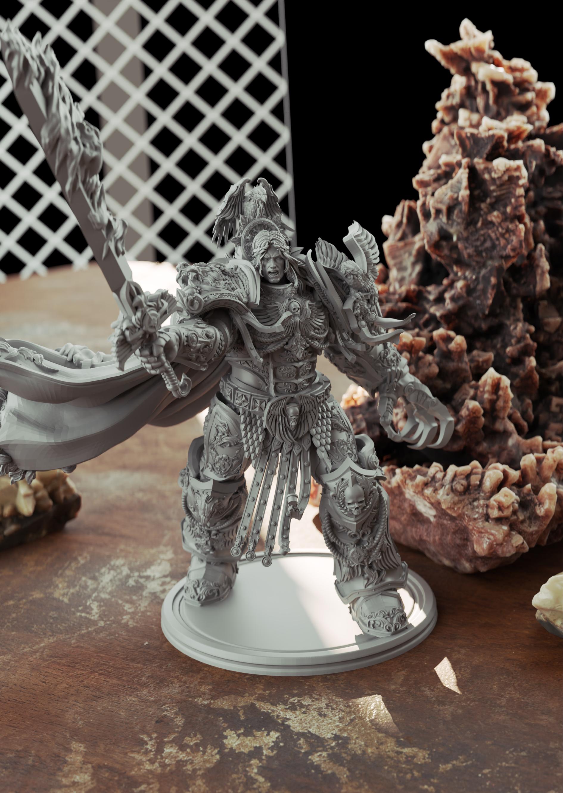 Emperor of Mankind Miniature | 40k Fan Art by 3DArtGuy SFW 3d printed miniature,3d printed,miniature,sfw miniature,warhammer 40k,40k miniature,Emperor of Mankind