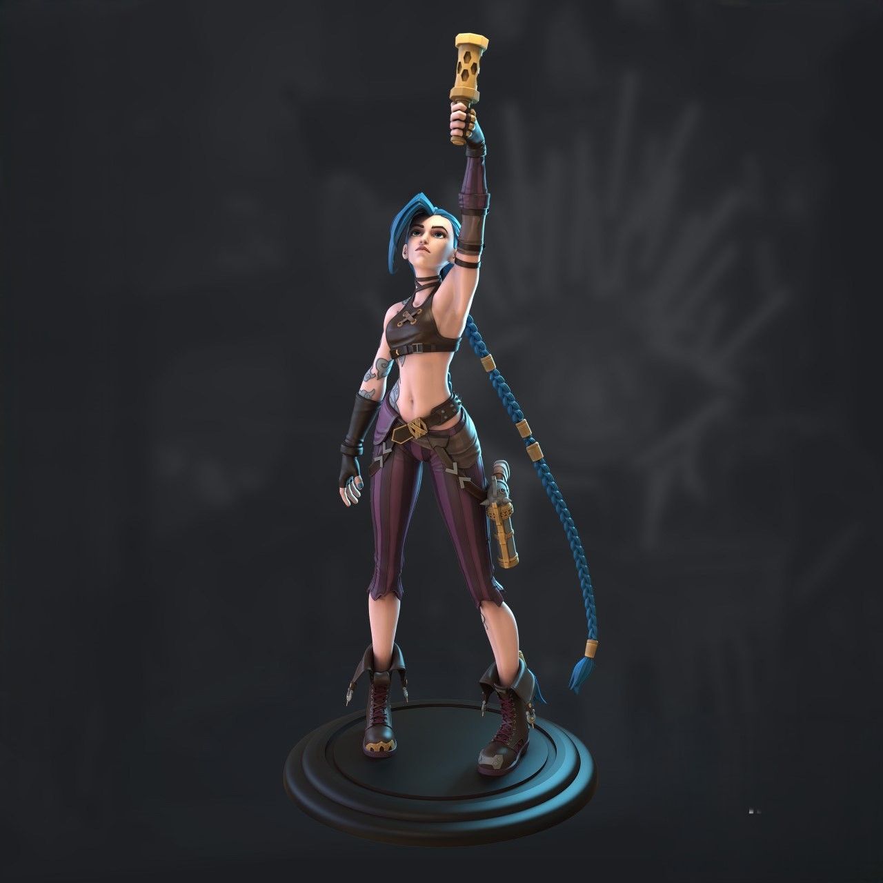 Jinx Statue | Arcane Fan Art by Azerama SFW,NSFW 3d printed,3d printed statue,nsfw statue,Jinx statue,league of legends Statue,Arcane