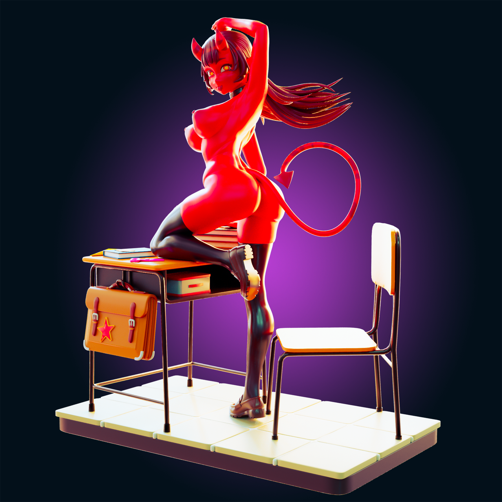 Meru Succubus Statue | Monster Girl Fan Art by Officer Rhu SFW,NSFW,Futa 3d printed,Meru Succubus statue,futa statue,Monster Girl statue,furry statue,nsfw statue