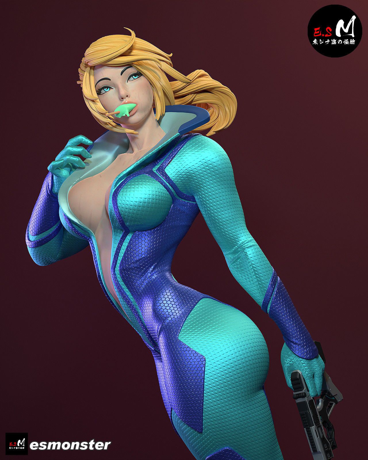Samus Aran Statue | Metroid Fan Art by E.S Monster SFW null