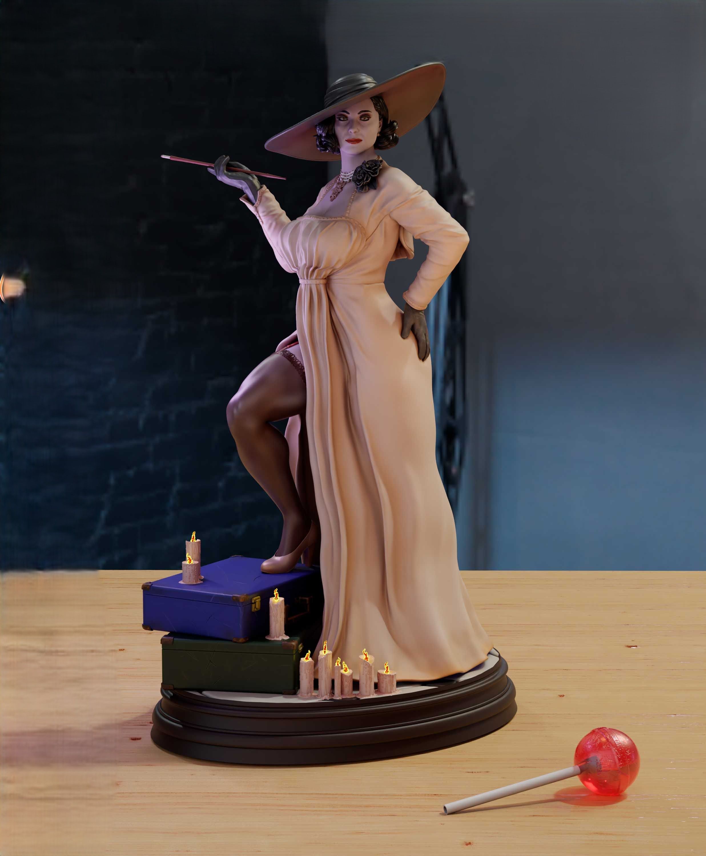 Lady Dimitrescu Statue | Resident Evil Fan Art by TrickorTreat3D SFW,NSFW 3d printed,3d printed statue,Lady Dimitrescu statue,Resident Evil statue,nsfw statue