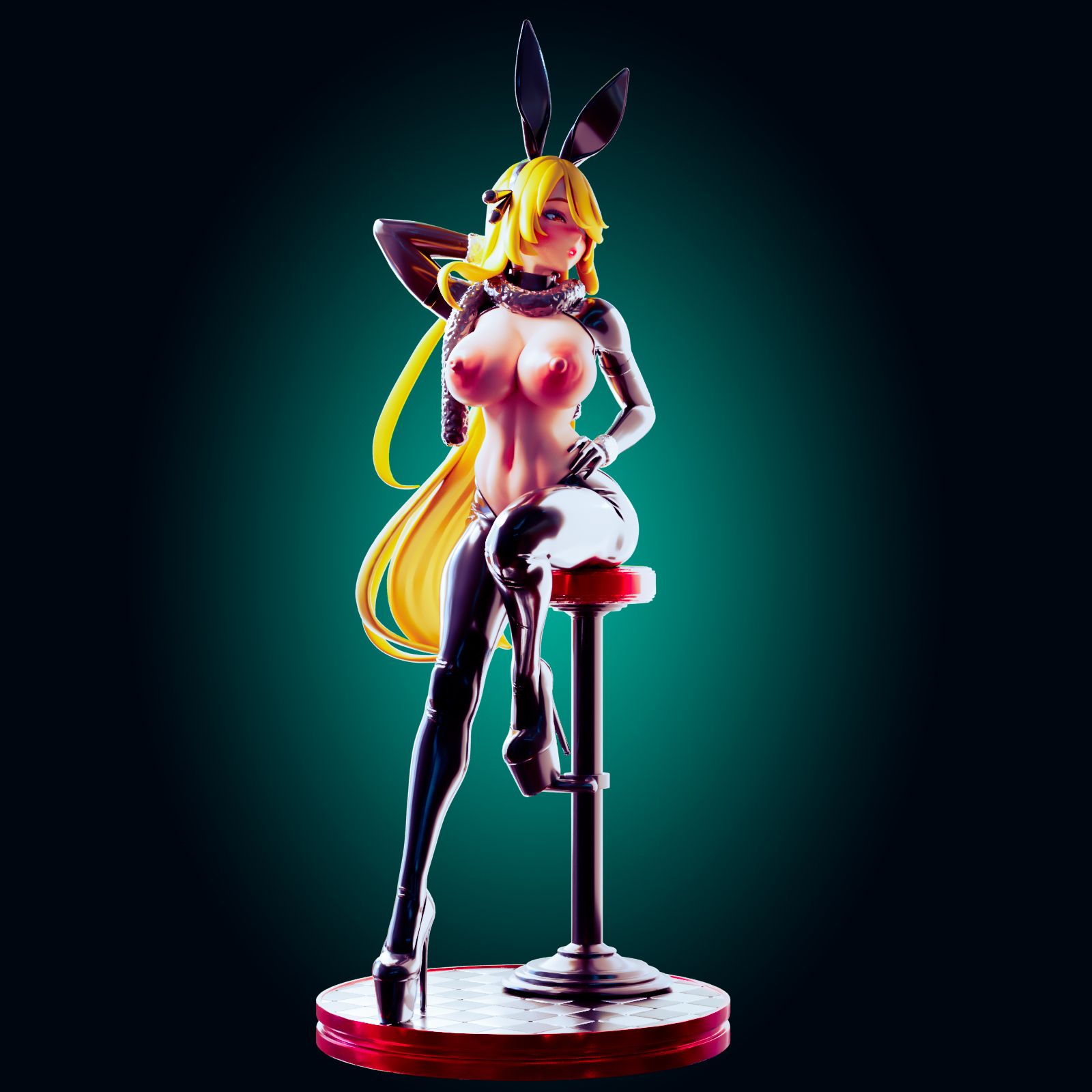 Cynthia Bunny Suit Statue | Pokémon Fan Art by Officer Rhu SFW,NSFW,Futa 3d printed statue,3d printed,nsfw statue,futa statue,Cynthia Bunny Suit Statue,pokemon statue
