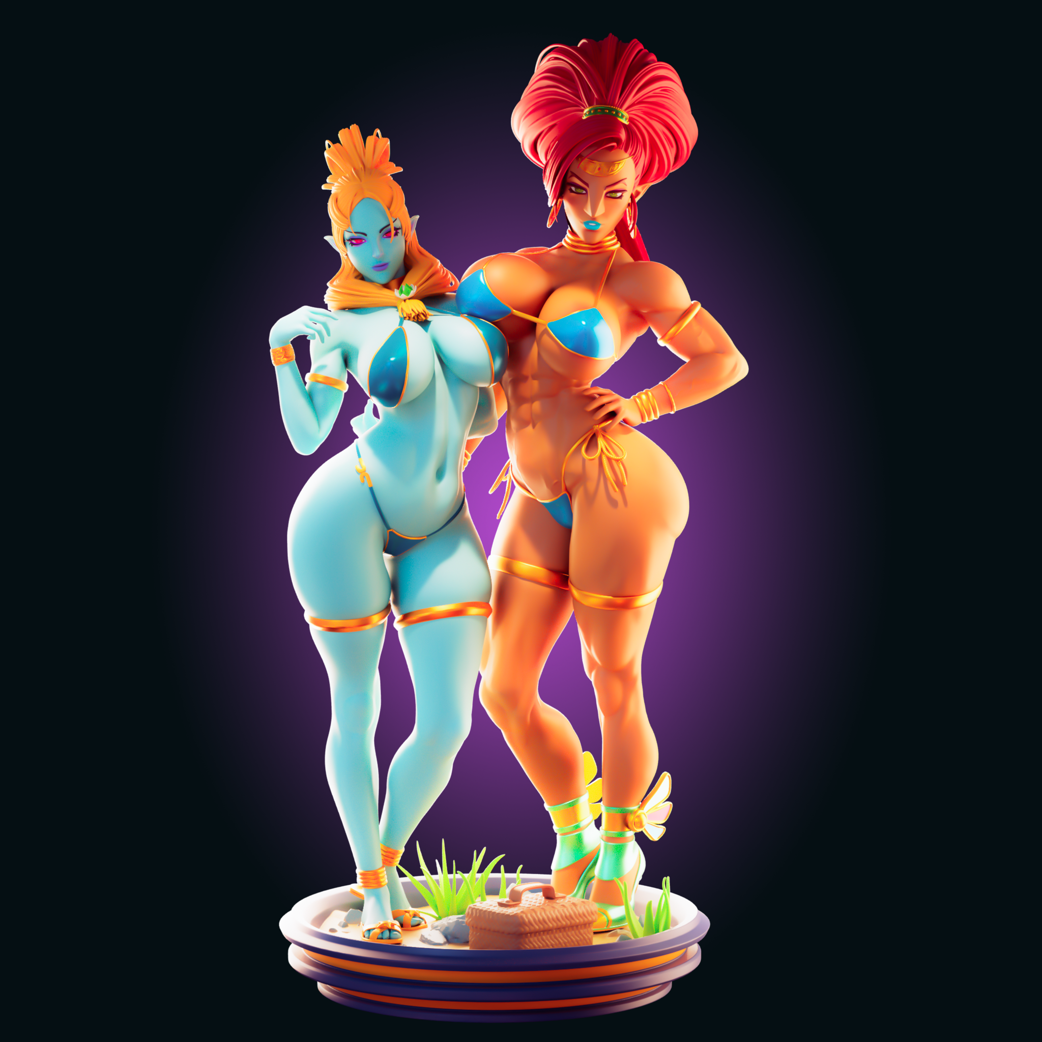 Urbosa and Midna Statue | The Legend of Zelda Fan Art by Officer Rhu SFW,NSFW,Futa 3d printed,Urbosa and Midna statue,The Legend of Zelda statue,3d printed figure,nsfw statue,futa statue