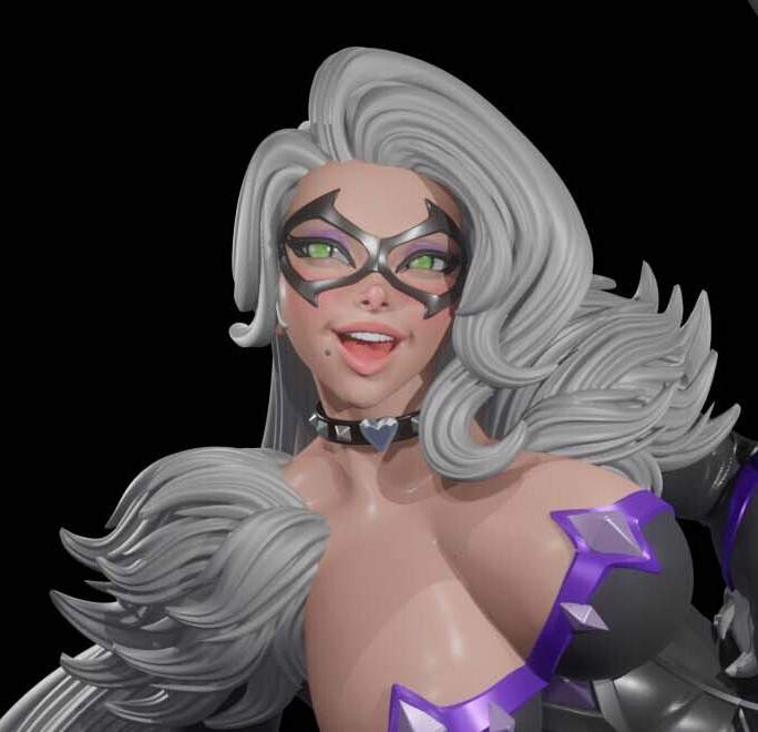 Black Cat Sit Statue | Marvel Fan Art by Digital Dark SFW,NSFW,Futa 3d printed statue,3d printed,nsfw statue,futa statue,Marvel Statue,Black Cat Statue,futa figurines,futanari figurines,futanari statue