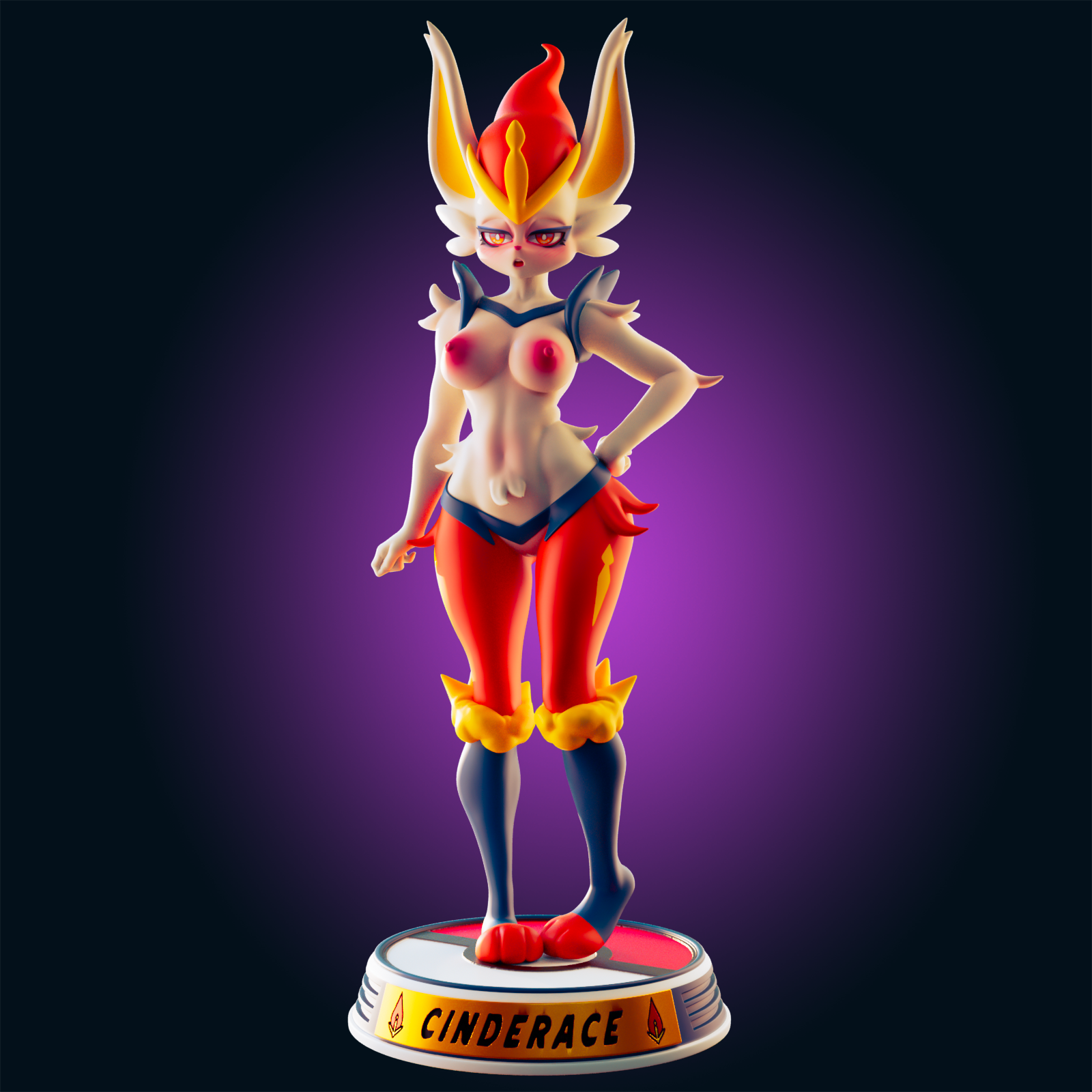 Cinderace Statue | Pokémon Fan Art by Officer Rhu SFW,NSFW,Futa 3d printed,Cinderace statue,futa statue,pokemon statue,furry statue,nsfw statue