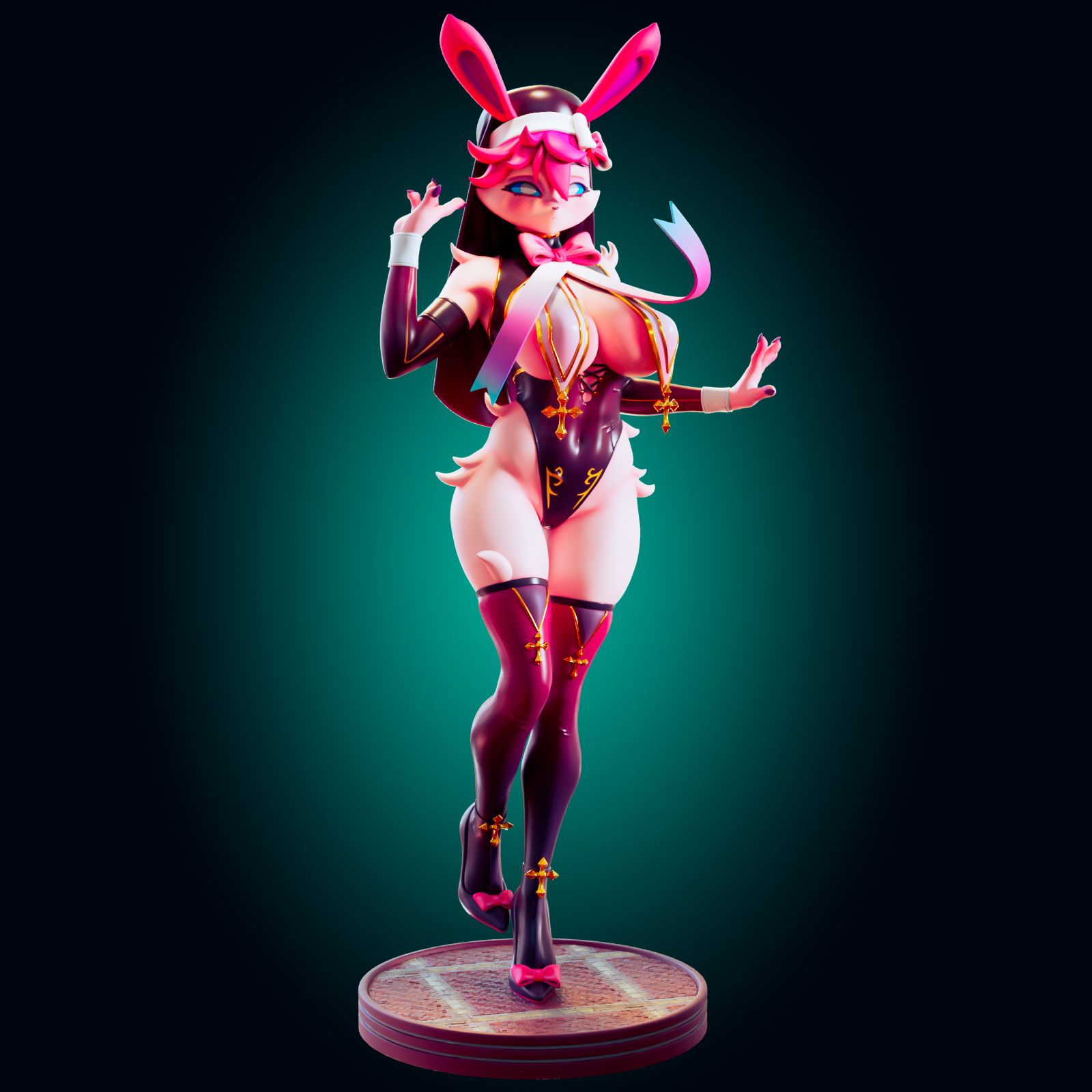 Sylveon Eevee Statue | Pokémon Fan Art by Officer Rhu SFW,NSFW,Futa 3d printed,Sylveon statue,futa statue,pokemon statue,furry statue,nsfw statue