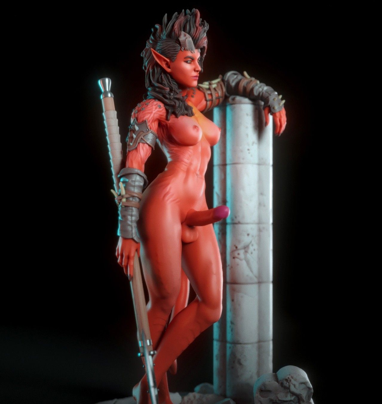 Karlach Statue | Baldur's Gate 3 Fan Art by TorridaMinis SFW,NSFW,Futa 3d printed,3d printed statue,nsfw statue,3d printed figure,Baldur's Gate Statue,Karlach Statue,futa figurines,futanari figurines,futanari statue,futa statue