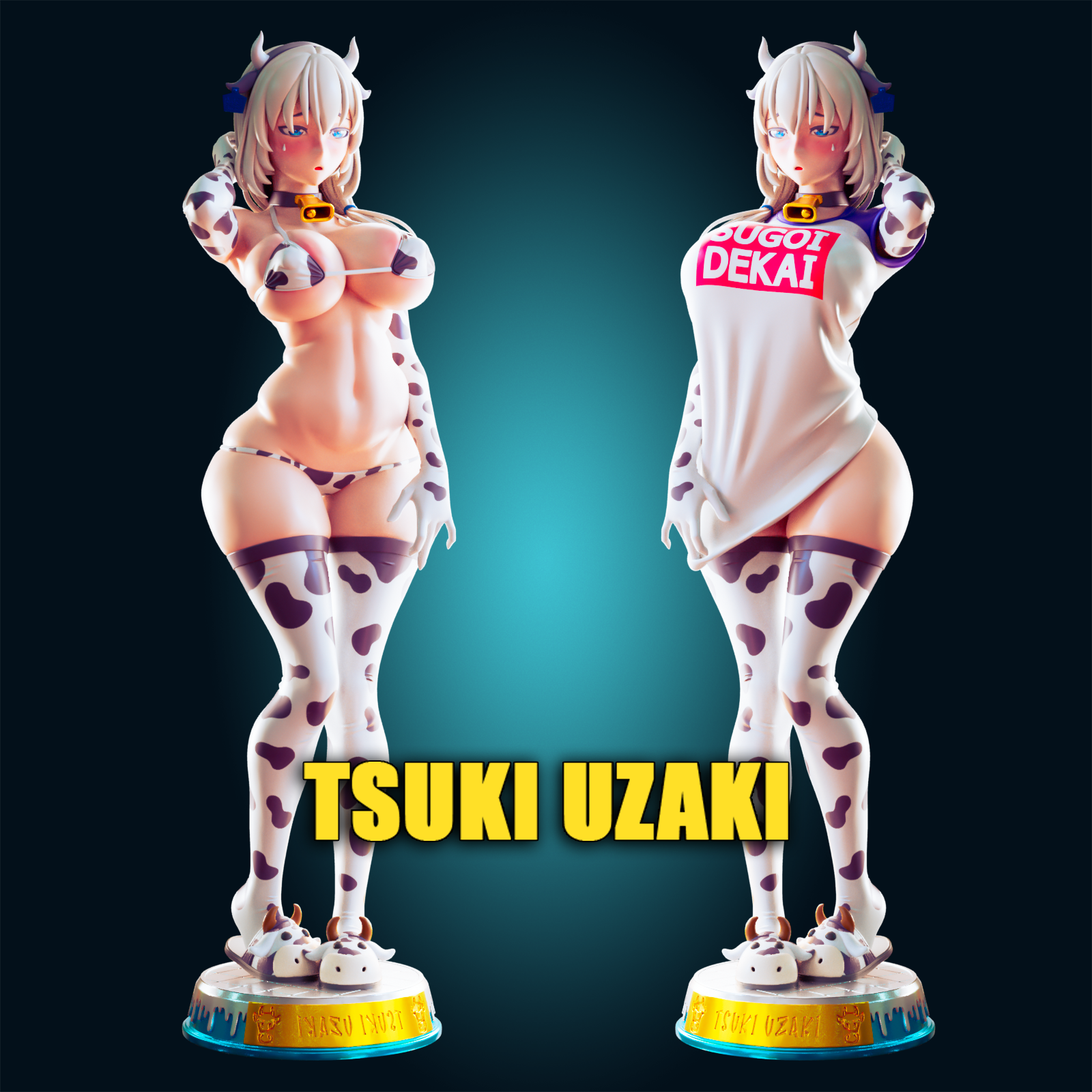 Tsuki Uzaki Statue | Uzaki Chan Fan Art by Officer Rhu SFW,NSFW,Futa 3d printed statue,3d printed,futa statue,nsfw statue,Tsuki Uzaki Statue,Uzaki Chan Statue