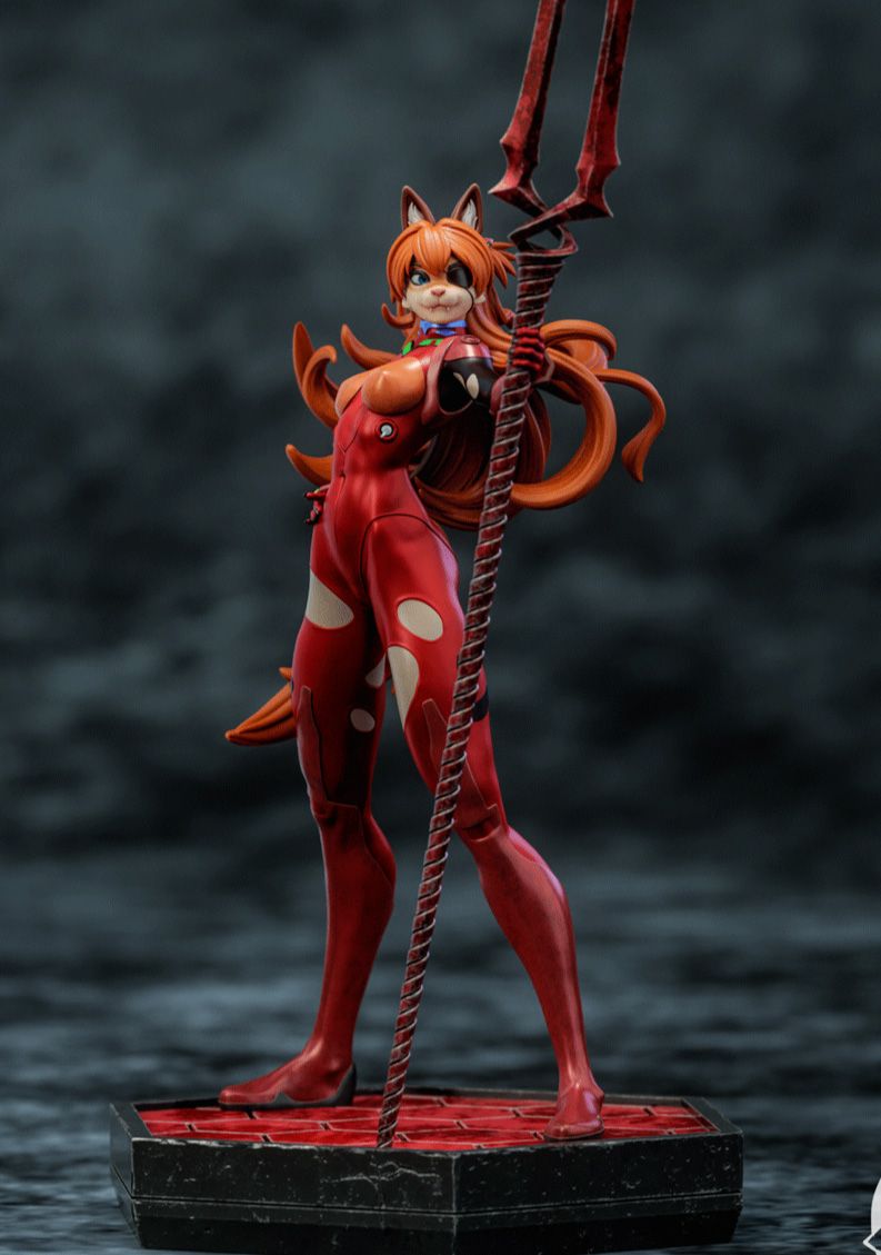 Asuka Furry Statue | Evangelion Fan Art by Gatsu SFW,NSFW 3d printed statue,3d printed,nsfw statue,Asuka Statue,Evangelion Statue,furry statue