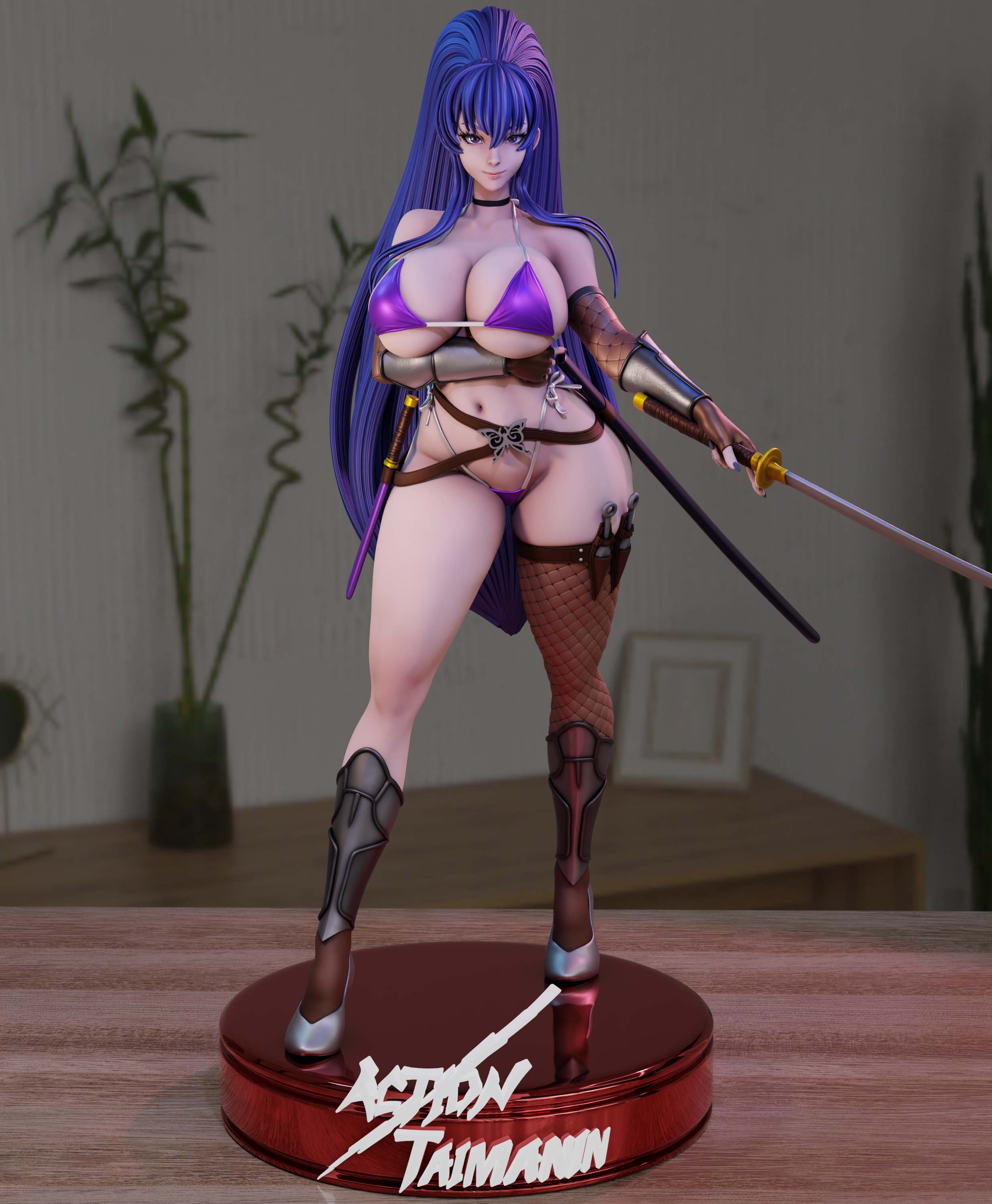 Akiyama Rinko Bikini Statue | Taimanin Murasaki Fan Art by Momoji3d SFW,NSFW 3d printed statue,3d printed,nsfw statue,Taimanin Murasaki statue,Akiyama Rinko statue