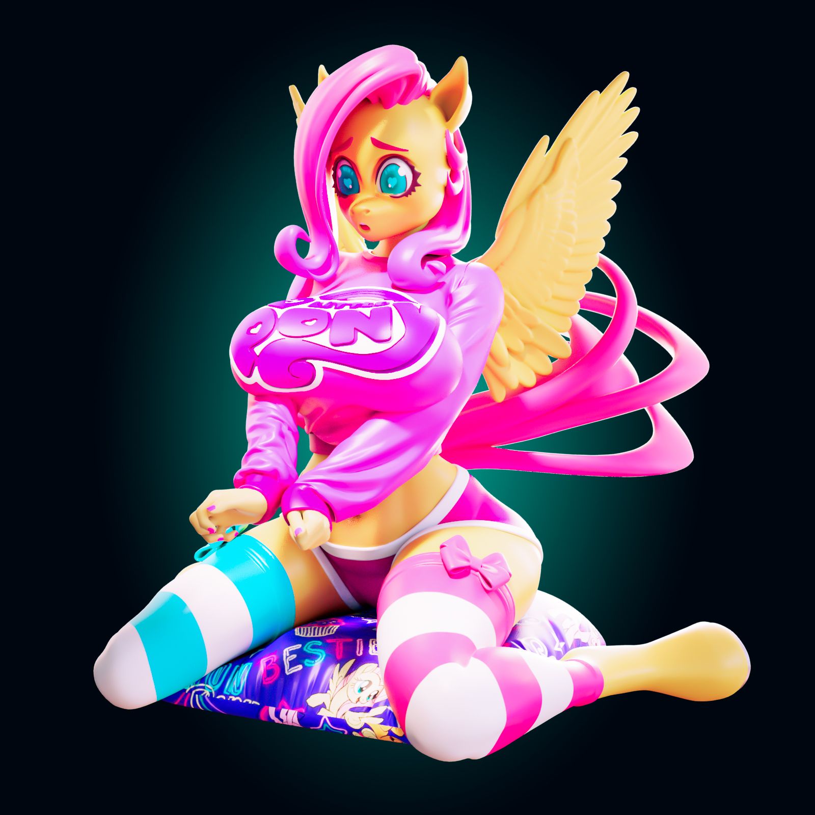 Fluttershy Pony Statue | My Little Pony Fan Art by Officer Rhu SFW,NSFW,Futa 3d printed statue,3d printed,nsfw statue,futa statue,Fluttershy Pony Statue,My Little Pony Statue