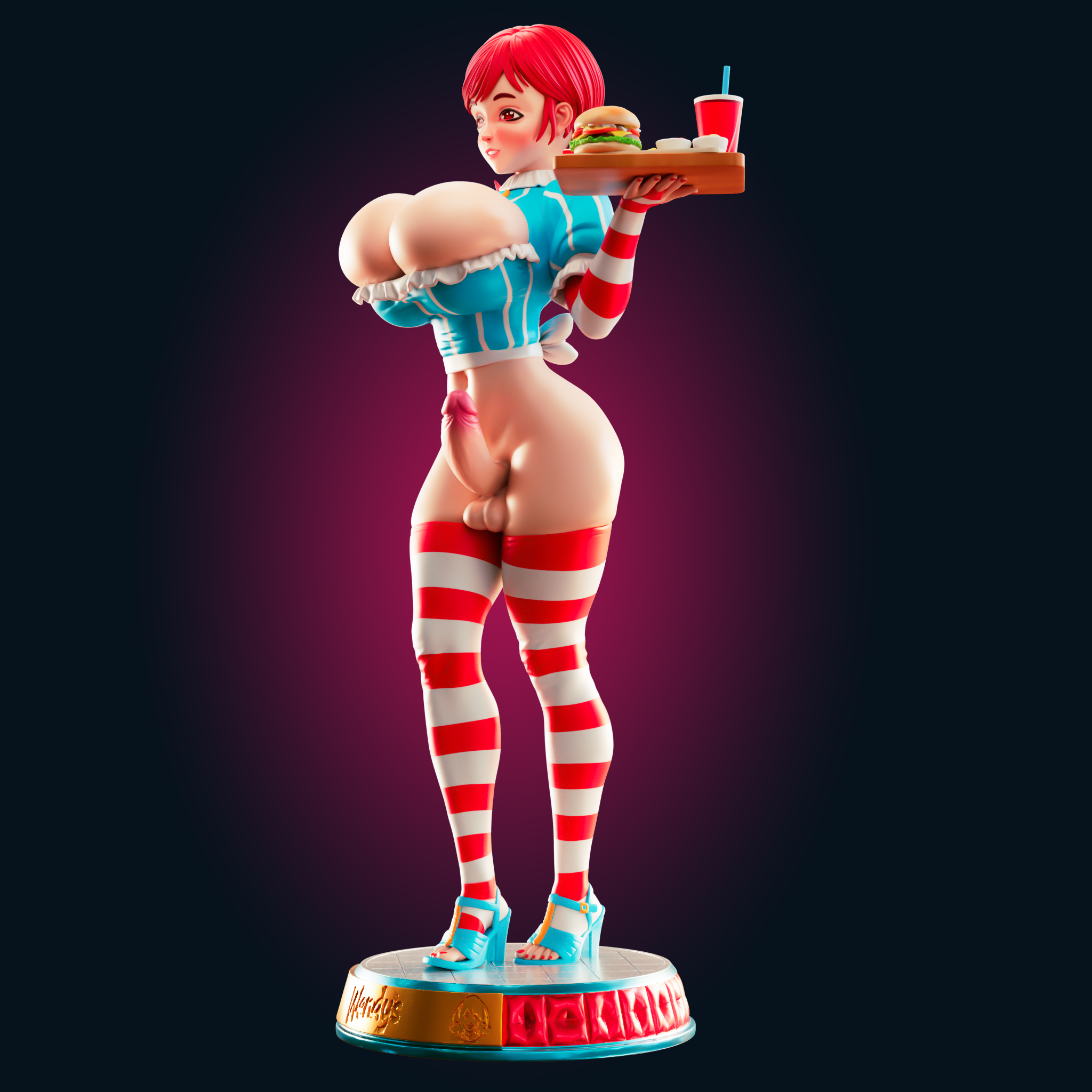 Wendy's Statue | Wendys Fan Art by Officer Rhu SFW,NSFW,Futa 3d printed statue,3d printed,nsfw statue,futa statue,Wendy's Statue