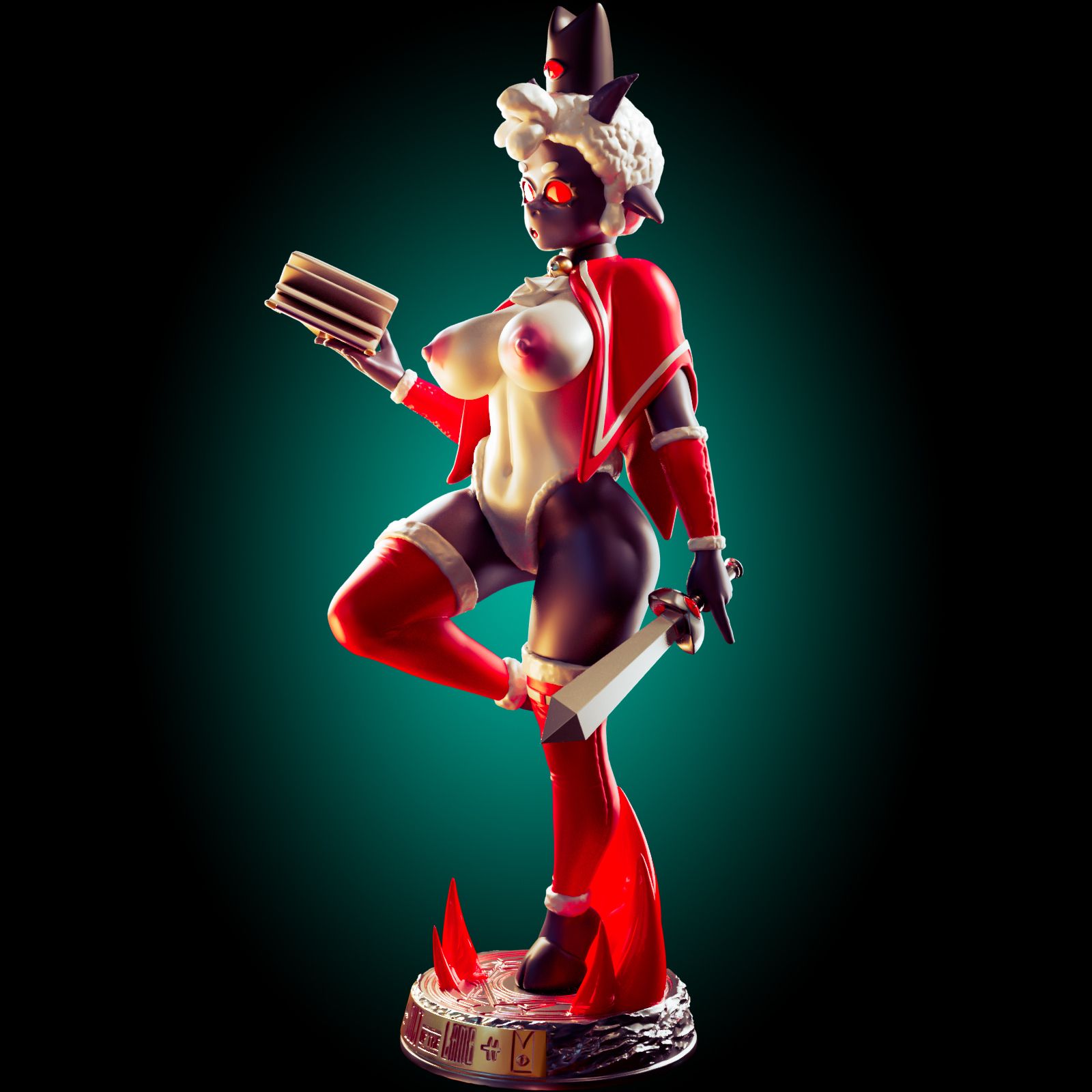 Christmas Lamb Thick Statue | Cults of the Lambs Fan Art by Officer Rhu SFW,NSFW,Futa 3d printed statue,3d printed,nsfw statue,Christmas Lamb Statue,Cults of the Lambs Statue,futa statue