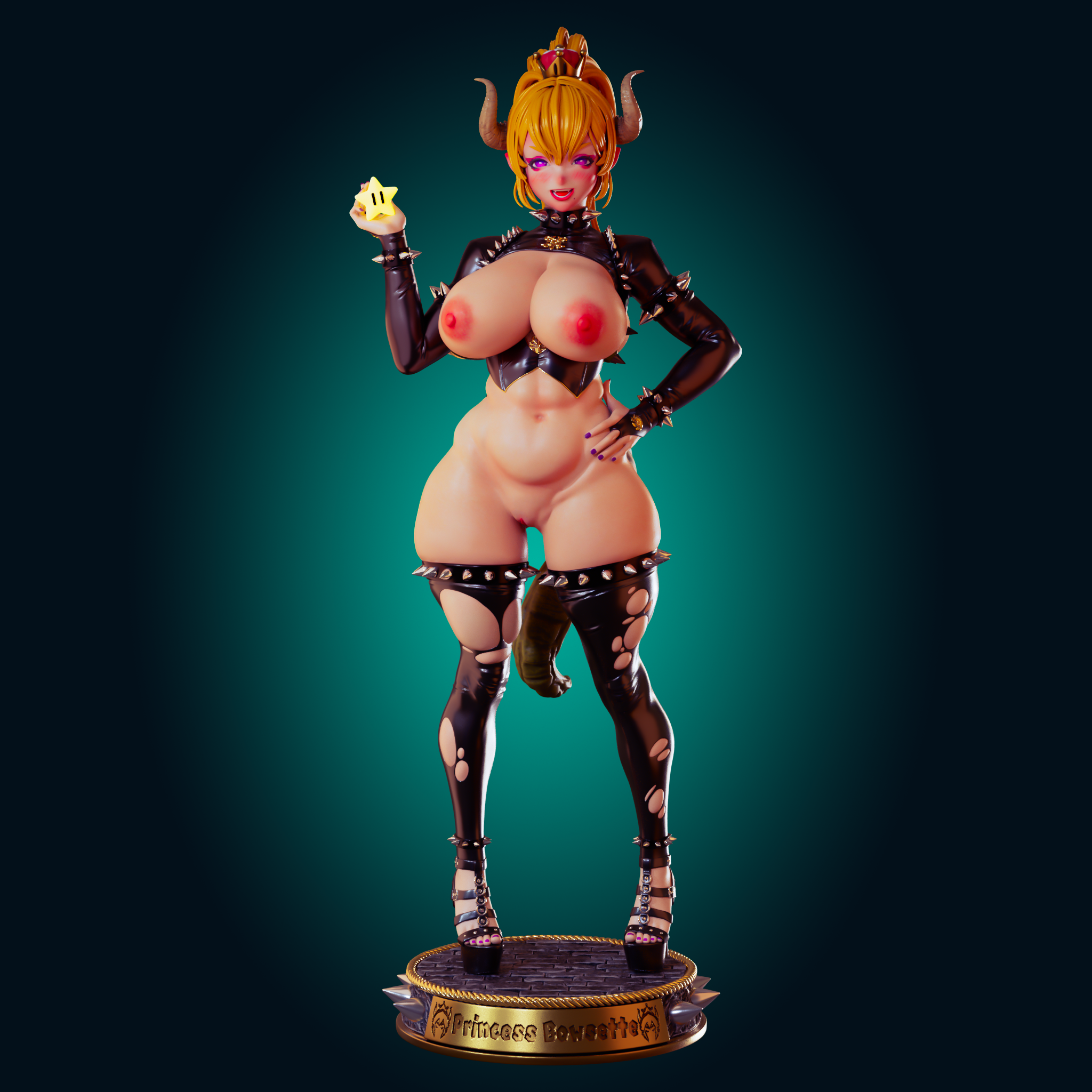 Princess Bowsette Statue | Super Mario Fan Art by Officer Rhu SFW,NSFW,Futa 3d printed statue,3d printed,nsfw statue,futa statue,Princess Bowsette Statue,Super Mario Statue