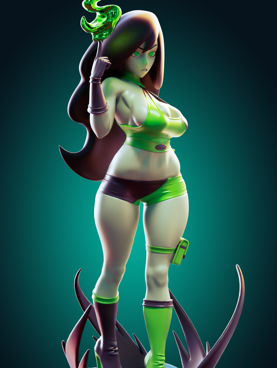 Shego Statue | Kim Possible Fanart von Officer Rhu SFW,NSFW,Futa 3d printed statue,3d printed,3d printed figure,Shego Statue,Kim Possible Statue,futa statue,nsfw statue