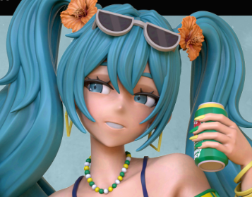Hatsune Miku Brazilian Statue | Vocaloid Fan Art by OXO3D SFW 3d printed,3d printed statue,3d printed figure,Hatsune Miku Brazilian Statue,Vocaloid