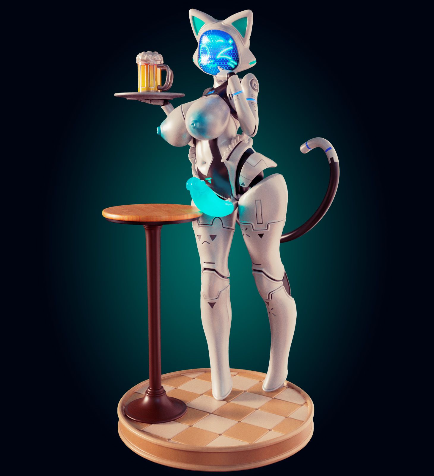 Neko-Bot Girl Furry Statue | Monster Girl Fan Art by Officer Rhu SFW,NSFW,Futa 3d printed statue,3d printed,3d printed figure,Neko-Bot Girl Statue,Monster Girl Statue,nsfw statue,furry statue,futa statue,futa figurines,futanari figurines,futanari statue